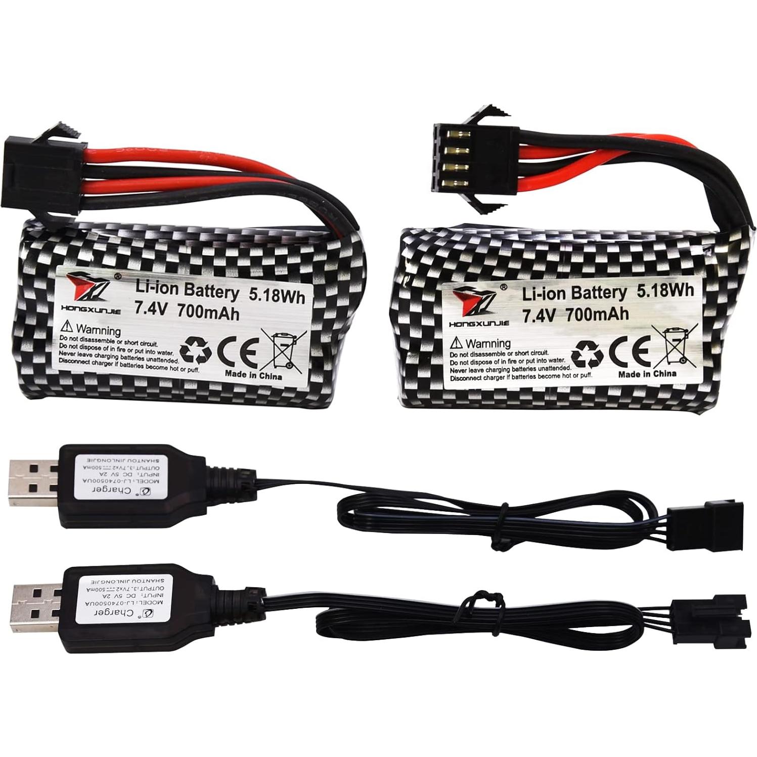 Batería Li-ion 7.4V 700mAh Blomiky para Barcos RC HJ812 HJ820 - 2 Pack