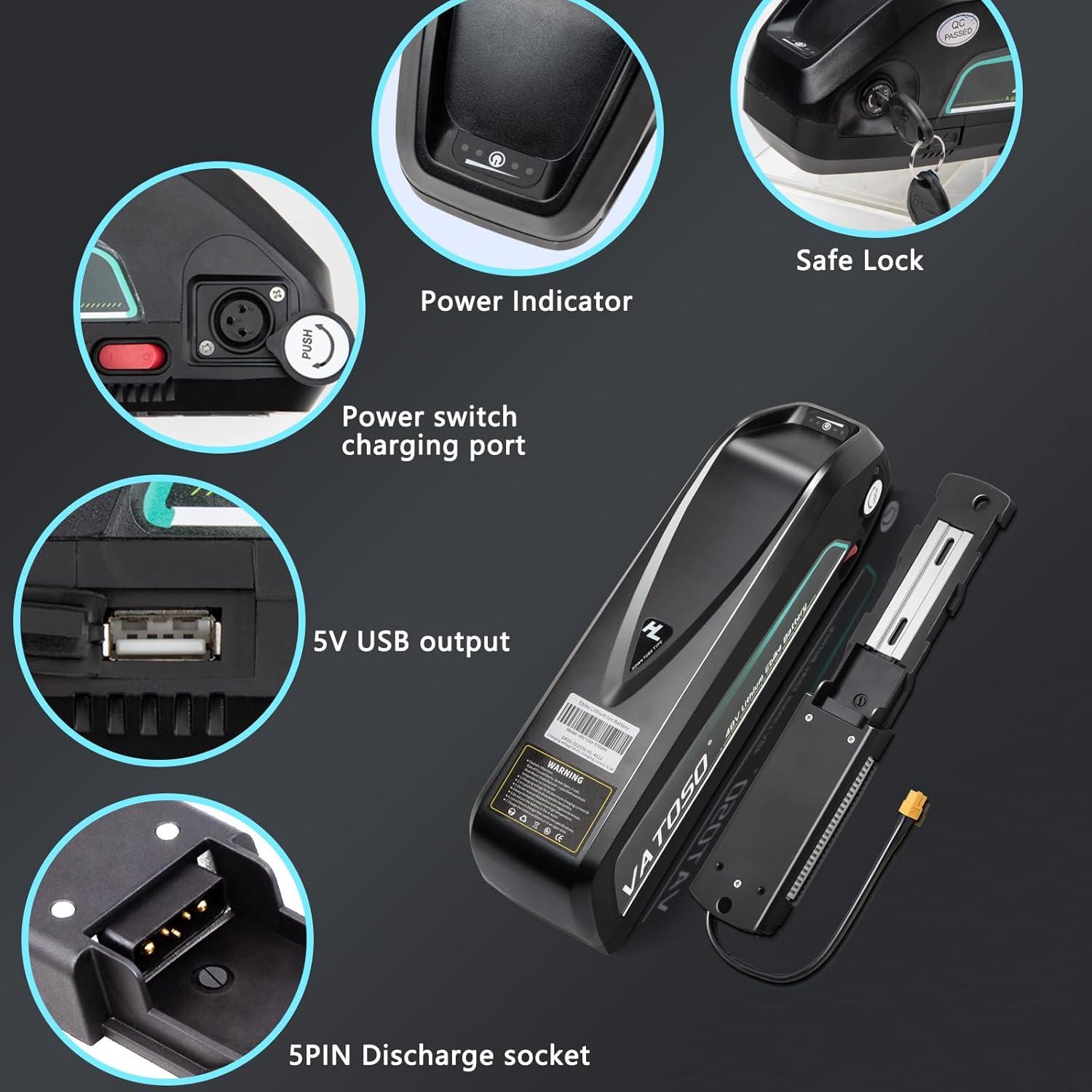 Batería de Litio 48V 12Ah VATOSO con BMS 30A y Cargador