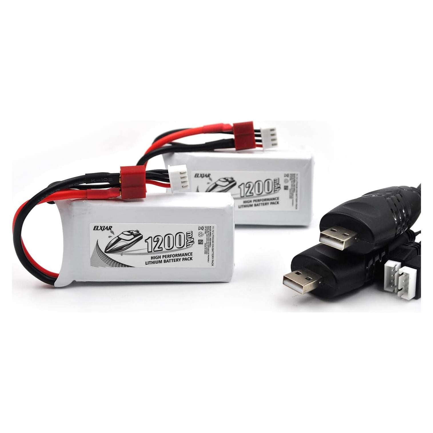 Batería LiPo 11.1V 1200mAh 30C elxjar T-Plug 2-Pack