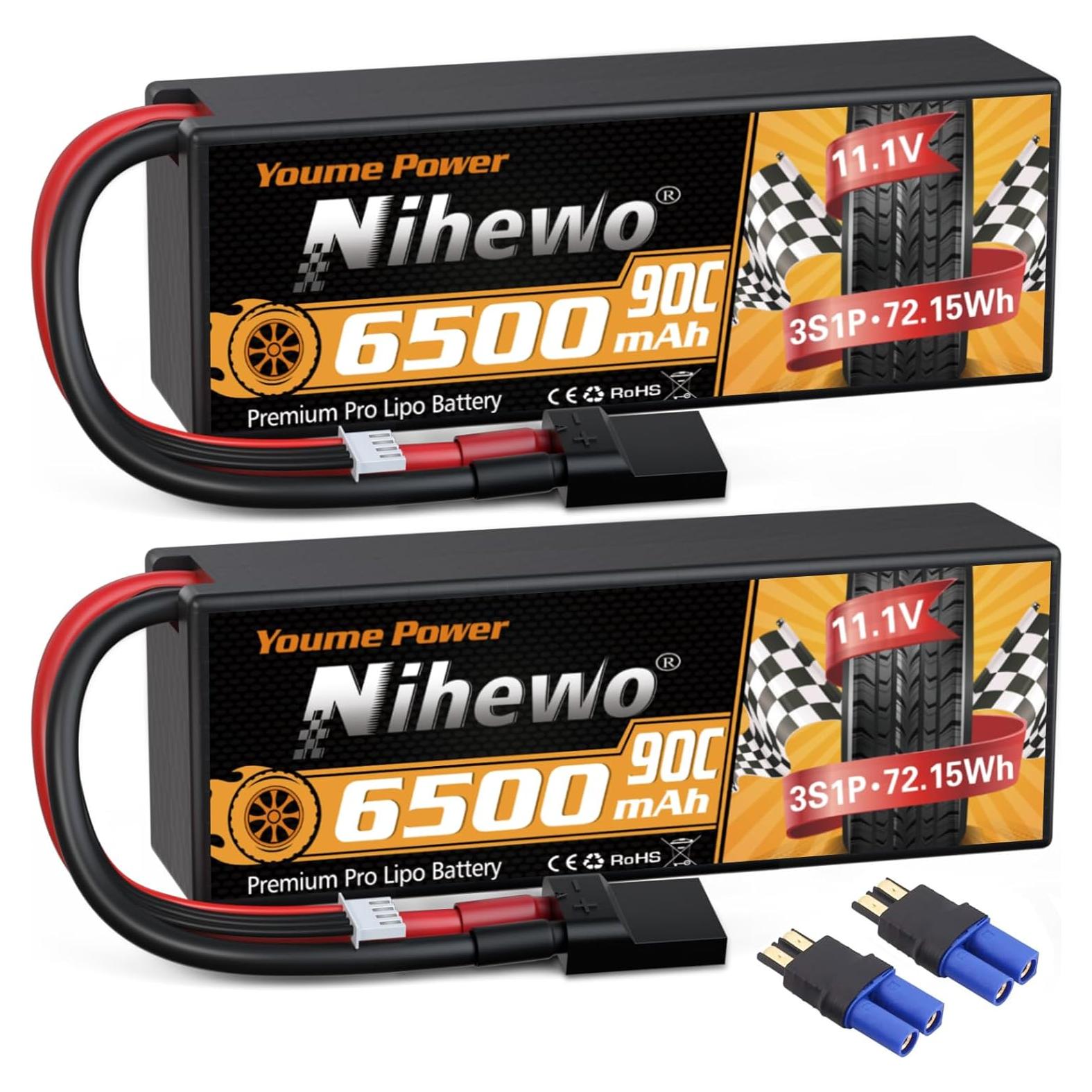 Batería Lipo 3S 11.1V 6500mAh Nihewo 90C para RC - 2 Paquetes