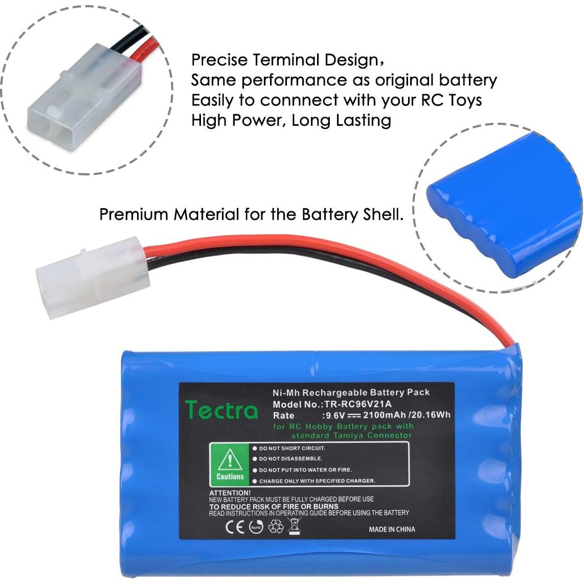 Batería Recargable NiMH Tectra 9.6V 2100mAh para Coche RC