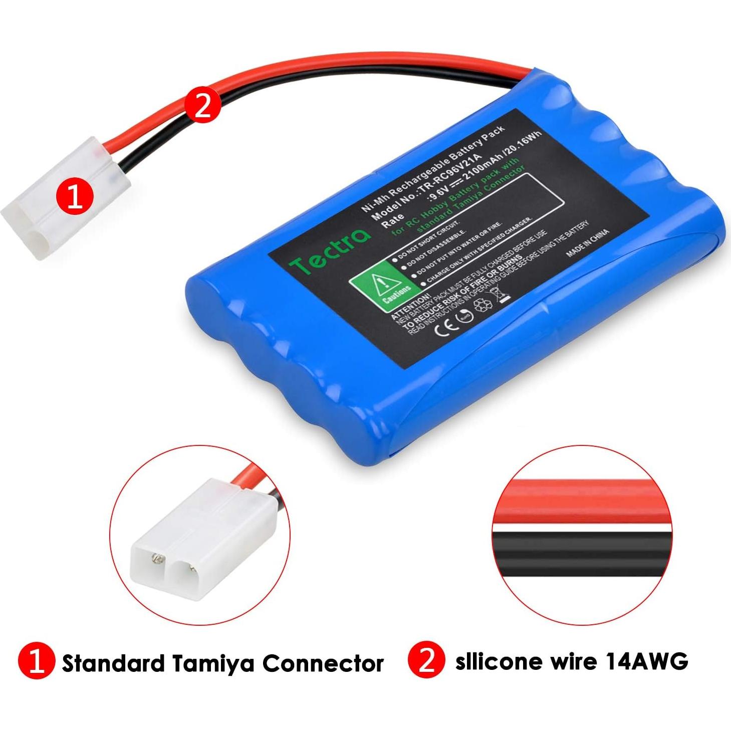 Batería Recargable NiMH Tectra 9.6V 2100mAh para Coche RC