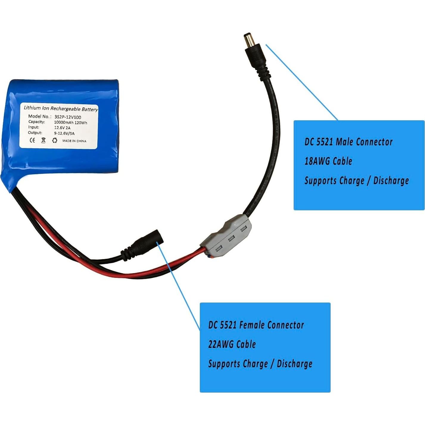 Batería de Litio Recargable 12V 10000mAh Seasider con Cargador