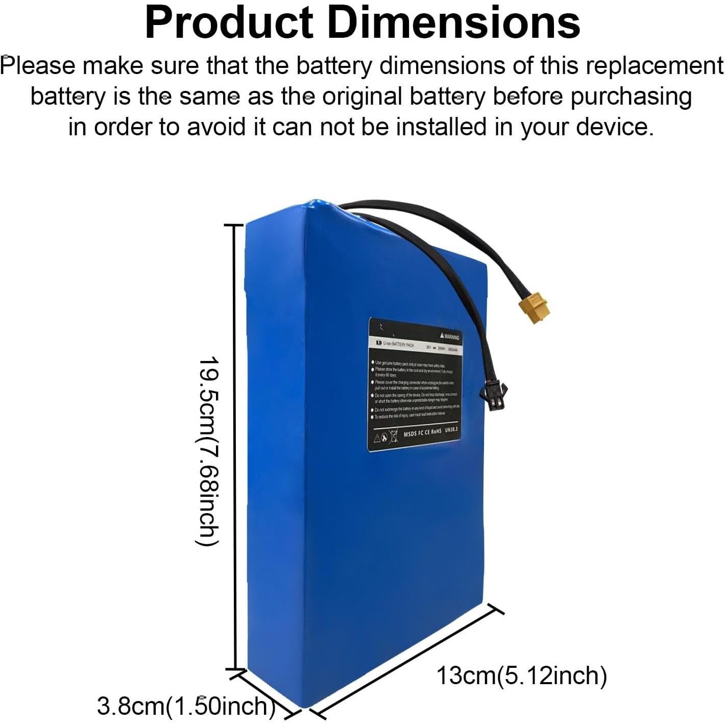 Batería de Litio 36V 8000mAh para Scooter Phantomgogo R1