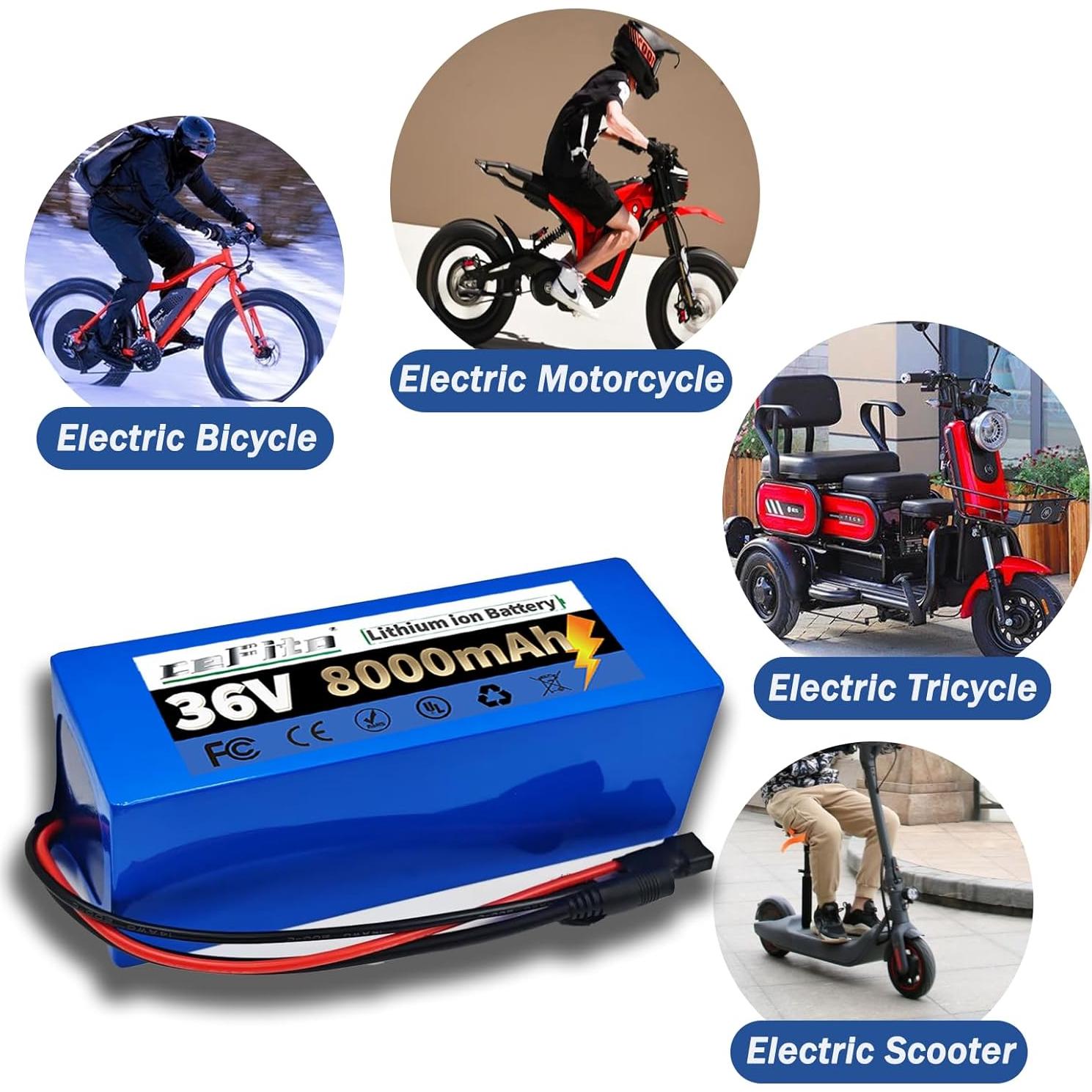 Batería de Litio 36V 8Ah Cefito para Ebike y Scooters