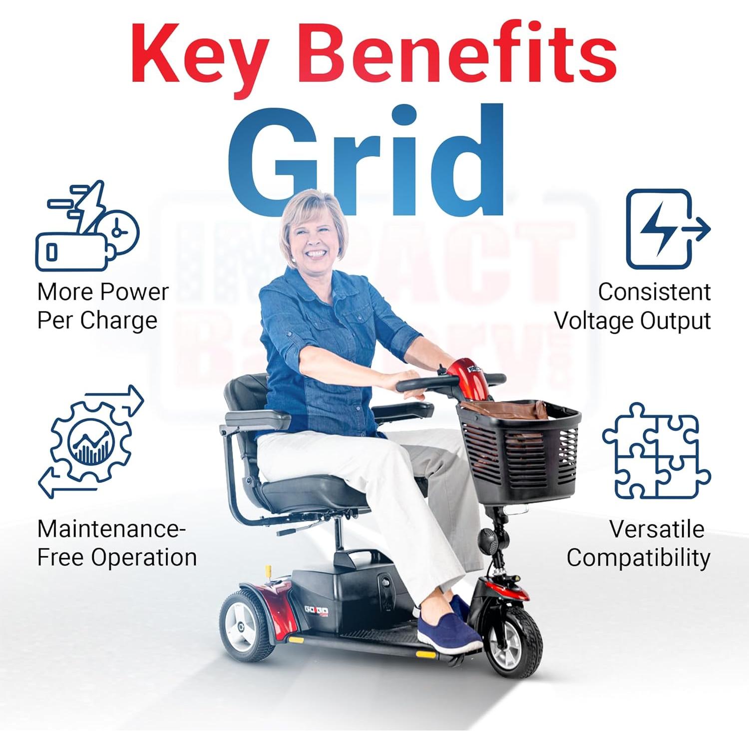 Batería 12V 15Ah Impact Battery para Scooter GoGo Elite