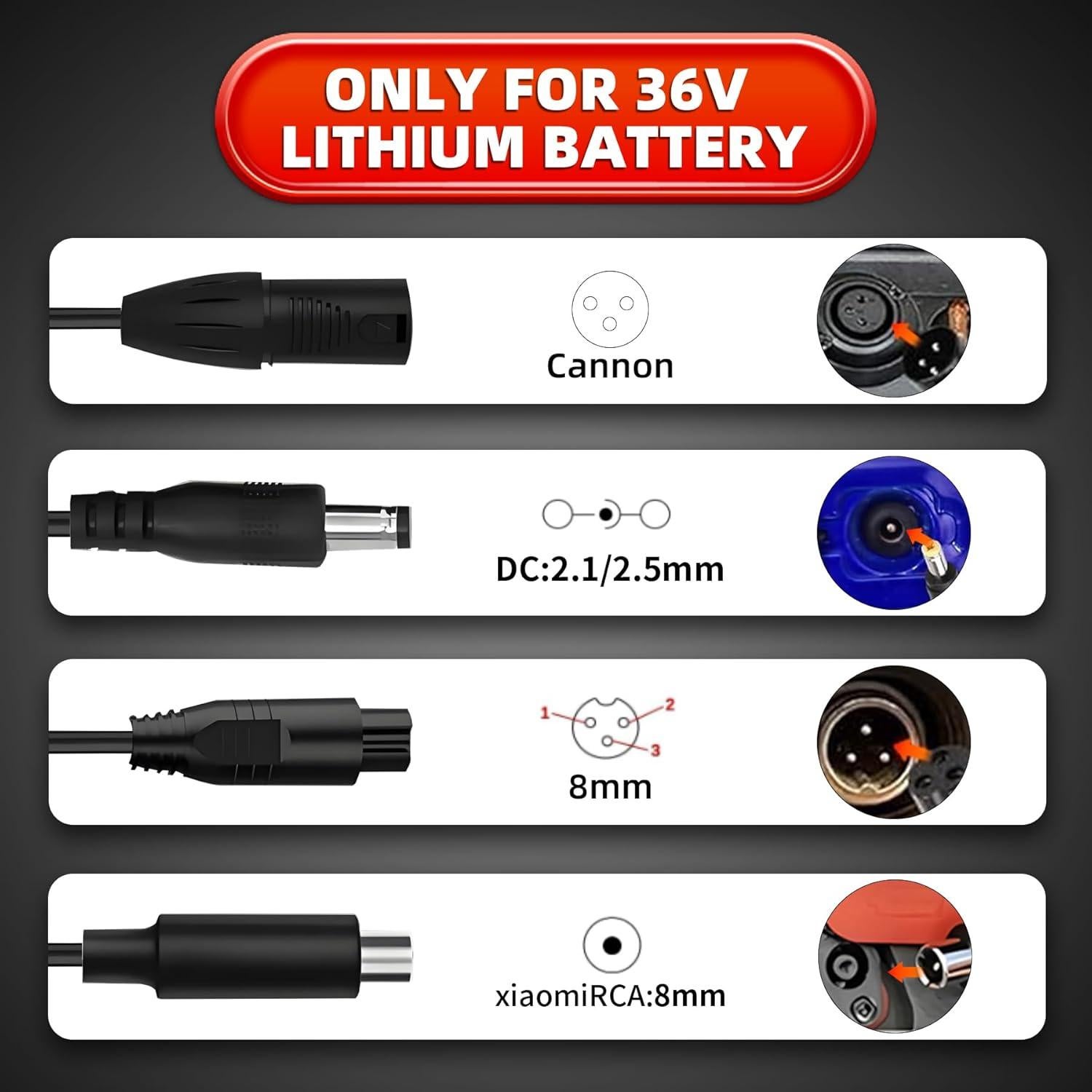 Cargador Eléctrico 42V 2A para Scooter y Hoverboard GOTRAX