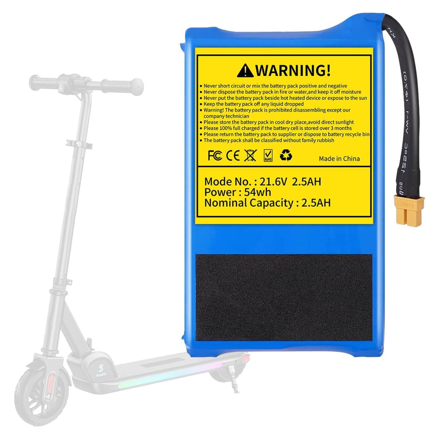 Batería de Reemplazo 21.6V 2.5Ah SmooSat E9/E9 Pro/E9 Apex