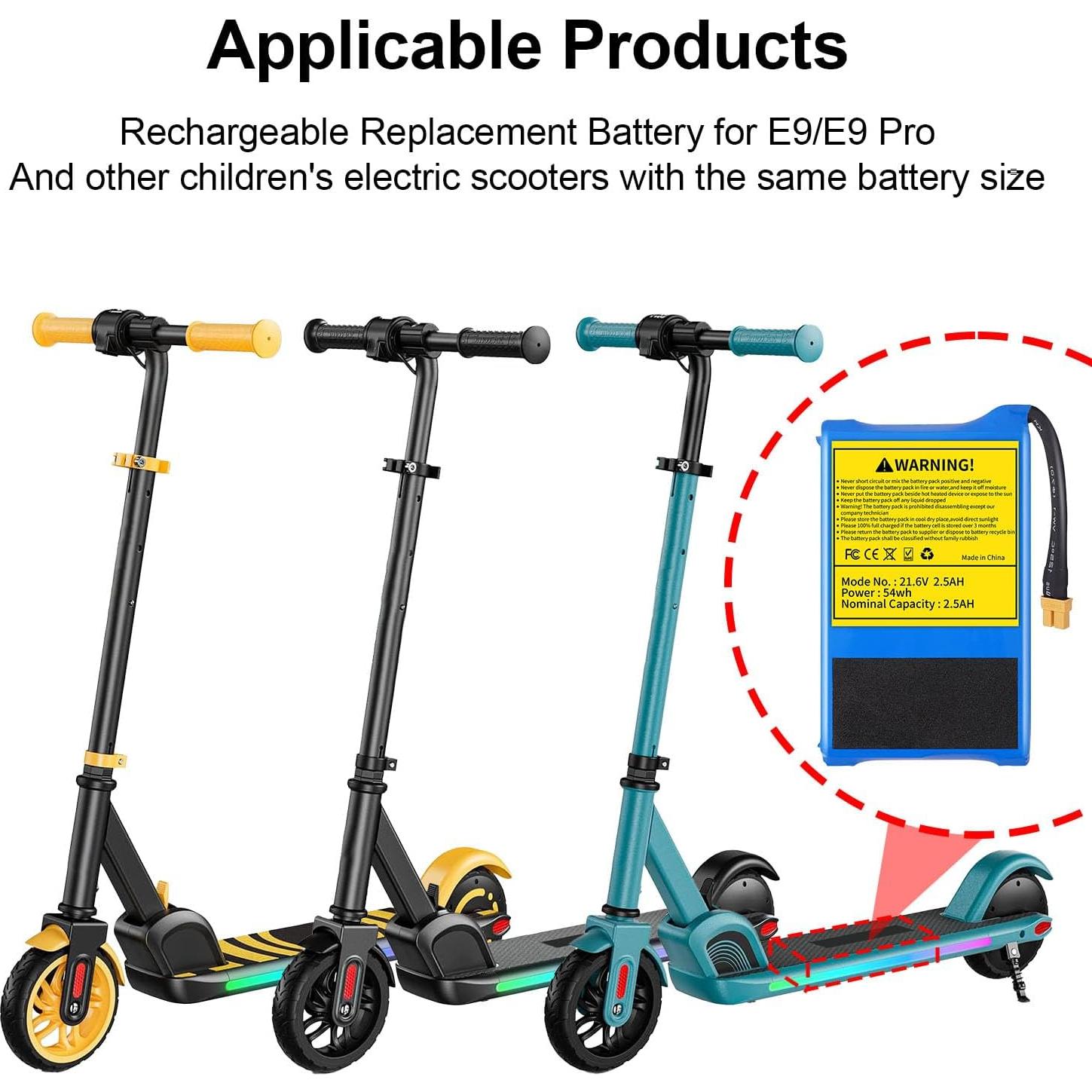 Batería de Reemplazo 21.6V 2.5Ah SmooSat E9/E9 Pro/E9 Apex