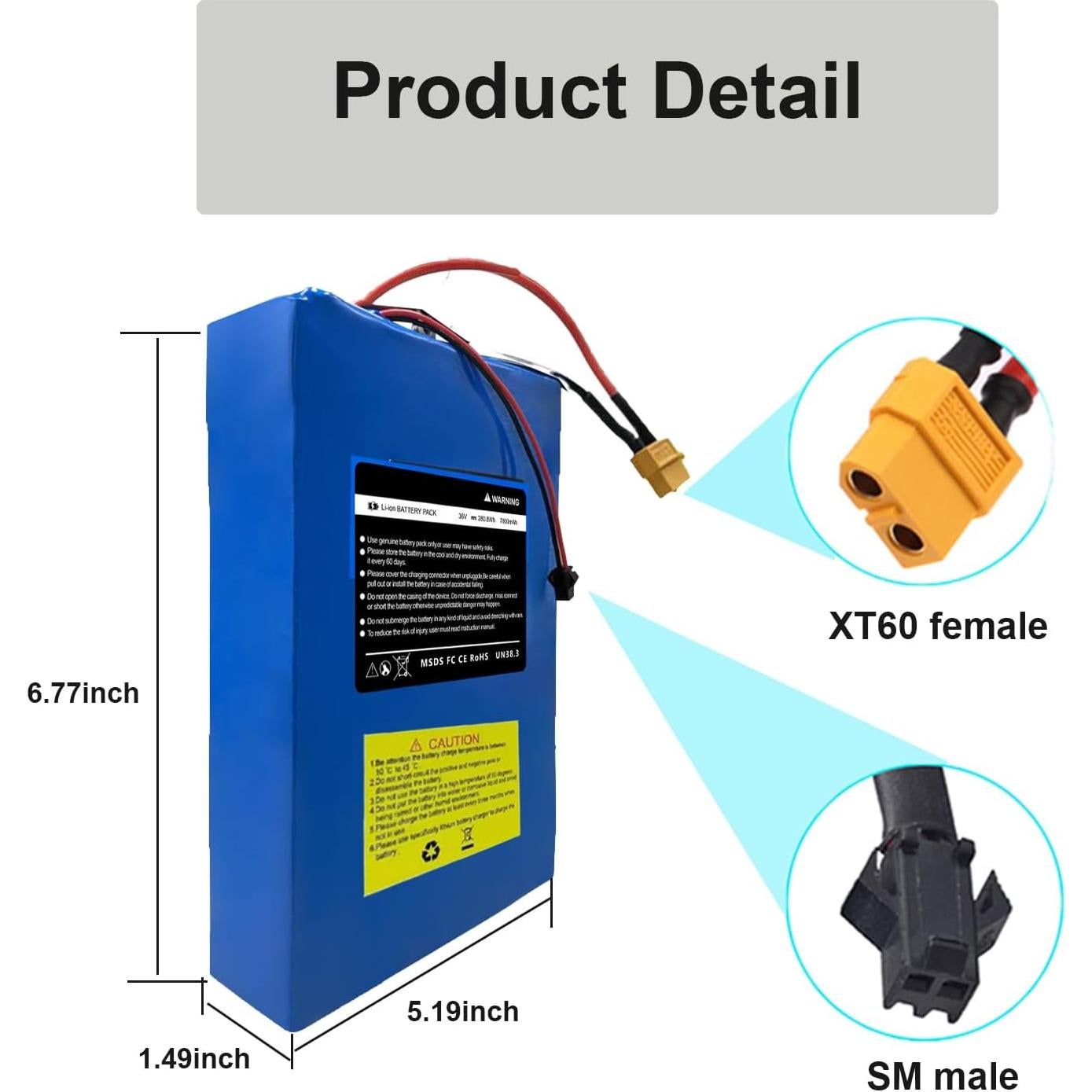 Batería de Litio 36V 7800mAh para Scooter Eléctrico CWUU