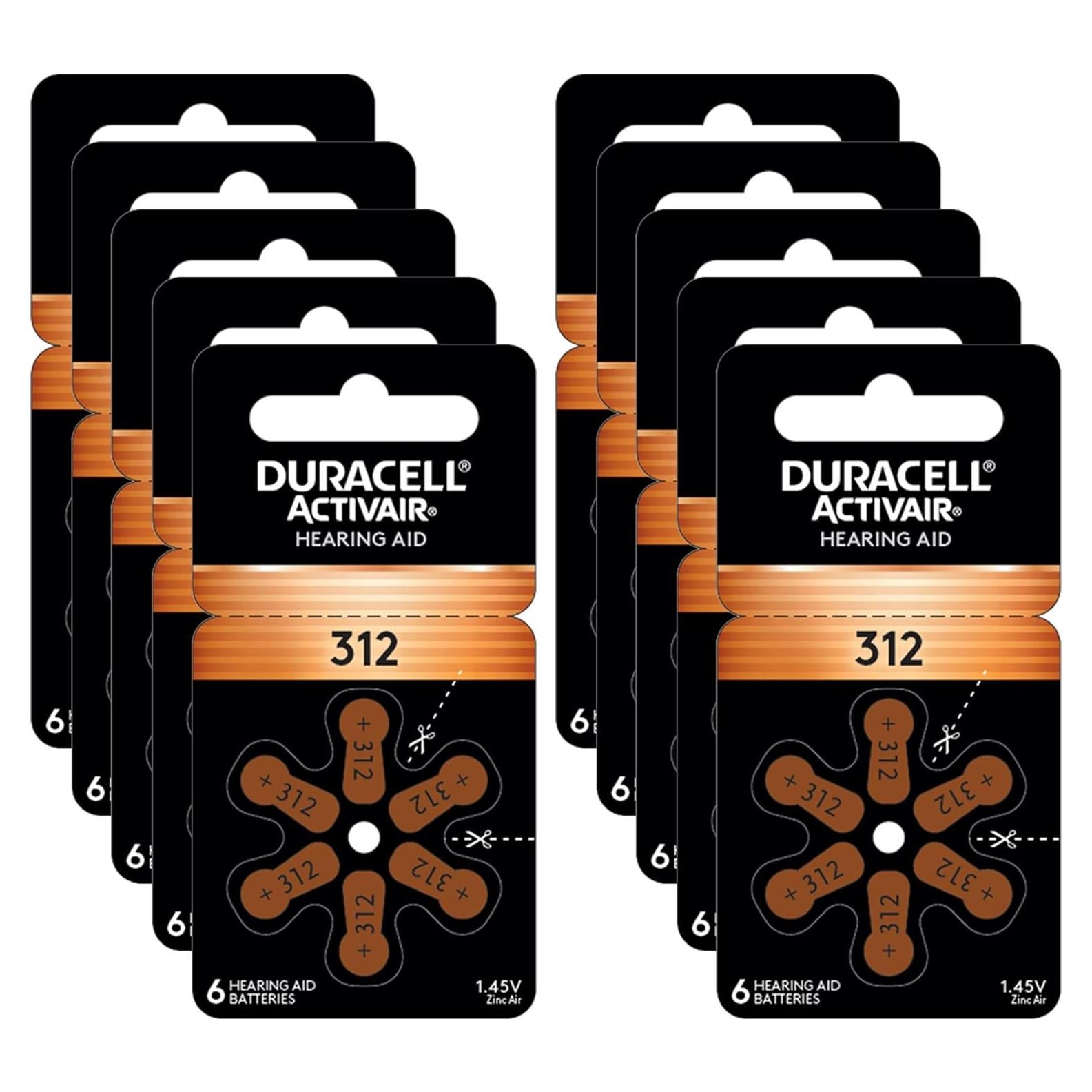 Baterías para Audífonos Duracell Tamaño 312 - 60 Unidades