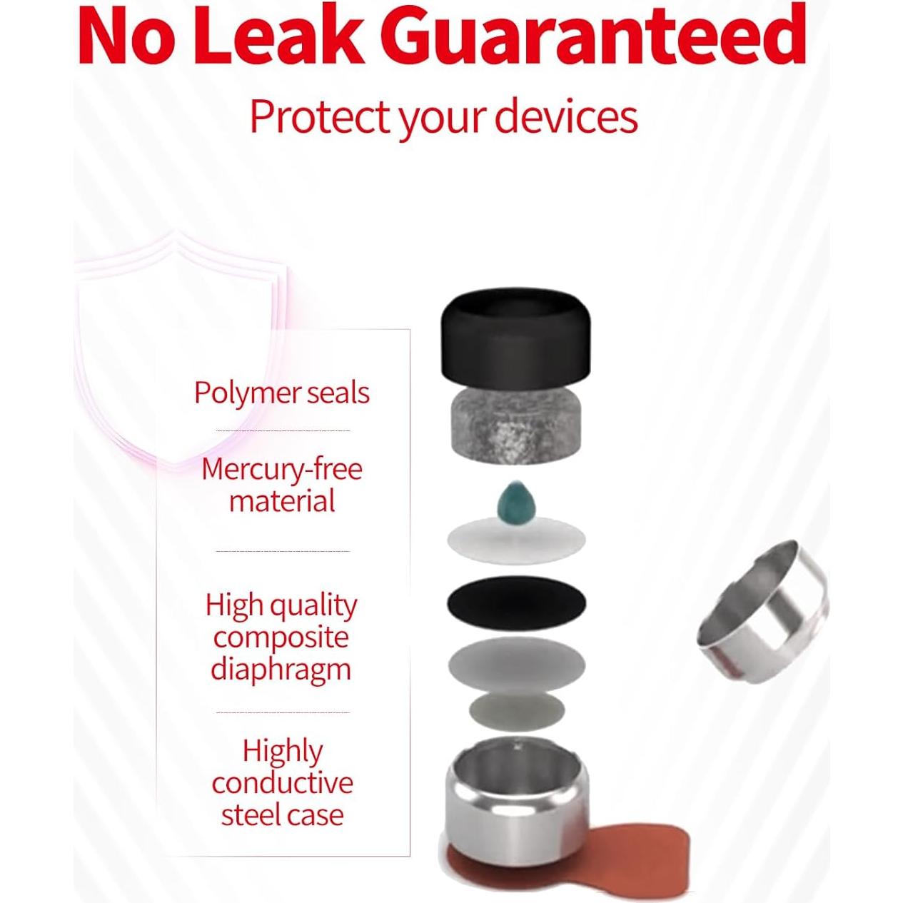 Baterías BEVIGOR Tamaño 312, 60 unidades, libres de mercurio