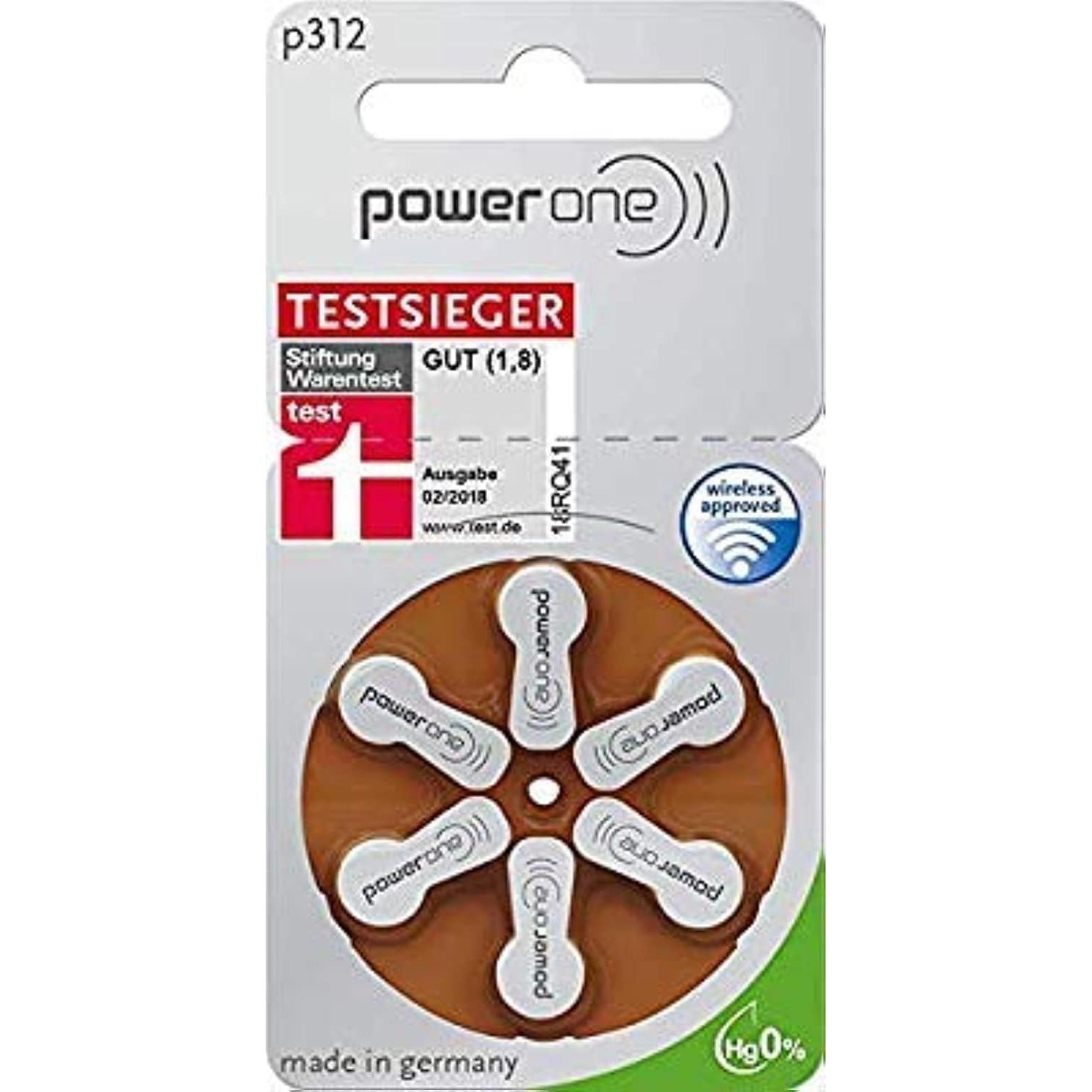 Baterías para Audífonos Power One 312 Sin Mercurio - 60 Unidades