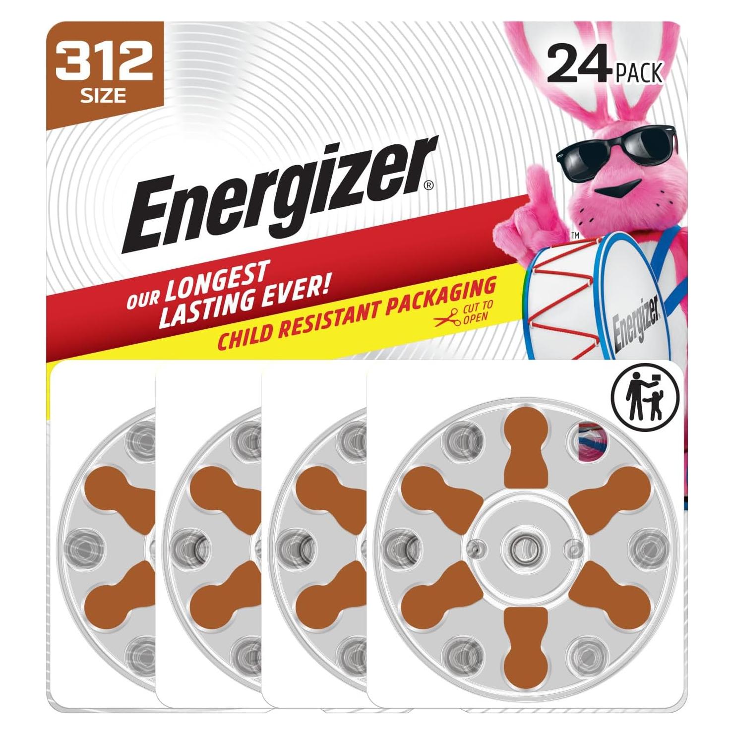 Baterías para Audífonos Energizer 312, Paquete de 24 Unidades