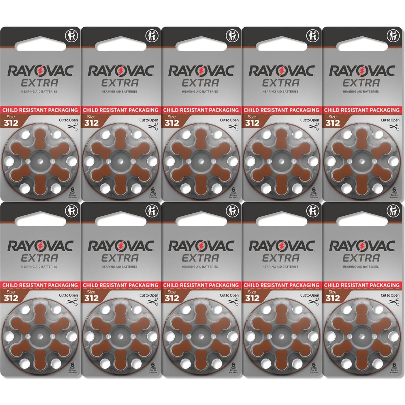 Baterías Rayovac Extra 312 Zinc-Aire 60 Unidades 1.45V
