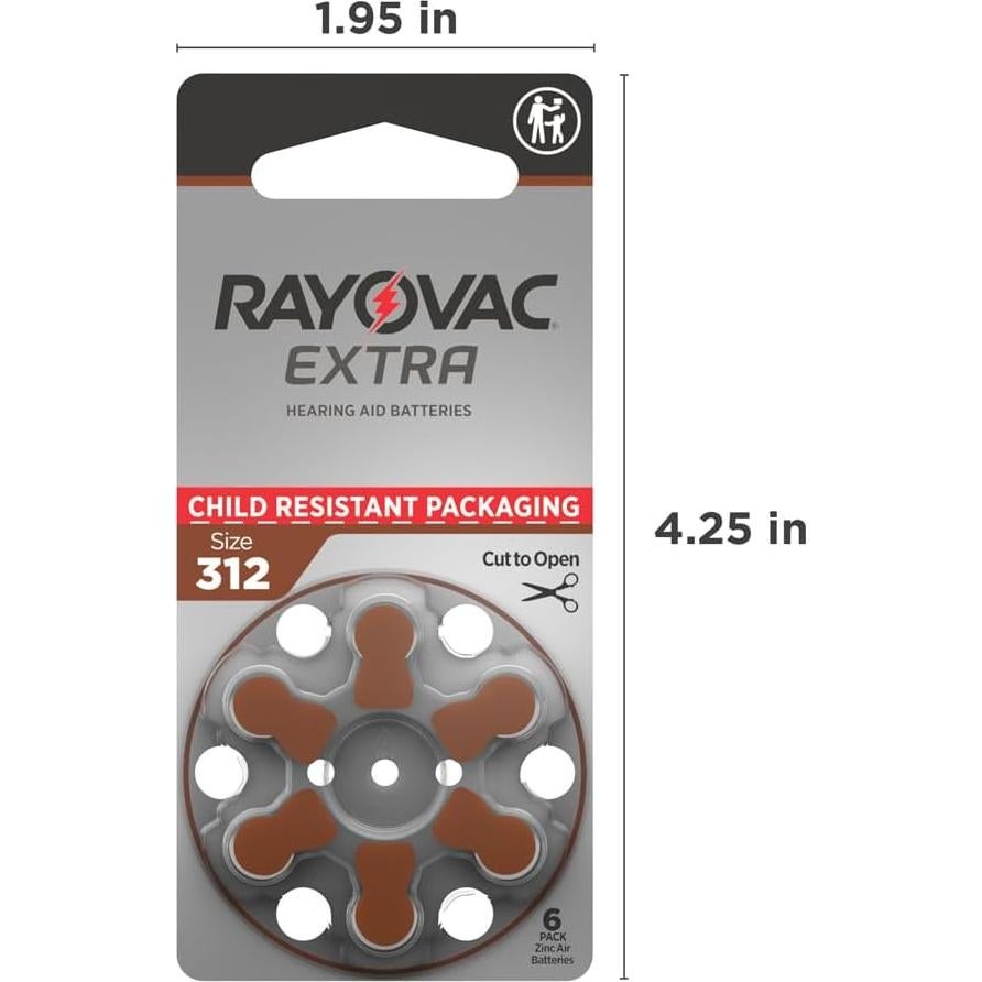 Baterías Rayovac Extra 312 Zinc-Aire 60 Unidades 1.45V