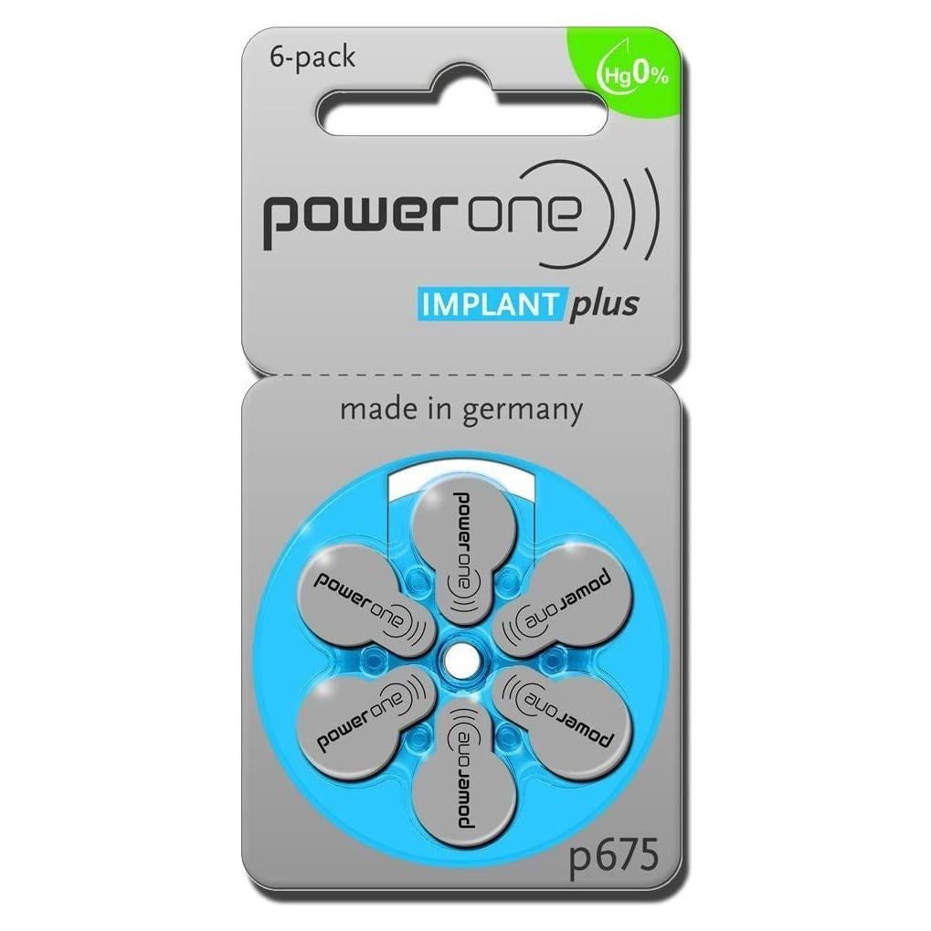 6 Baterías Power One 675P Sin Mercurio para Audífonos