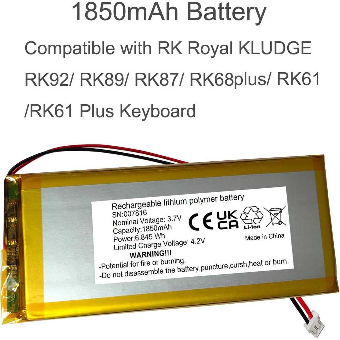 Batería recargable 1850mAh AOLIKES para teclado RK Royal KLUDGE