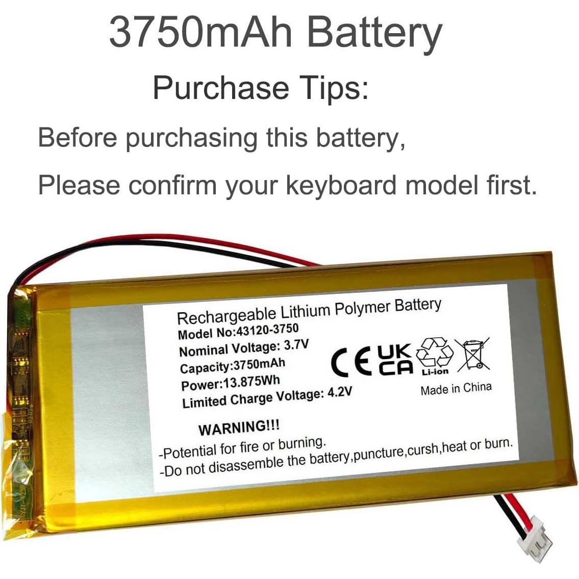 Batería recargable 3750mAh AOLIKES para teclado RK Royal KLUDGE