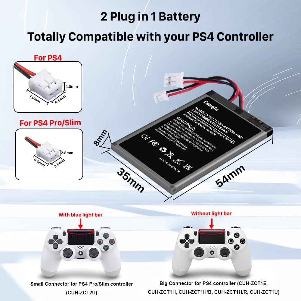 Batería de Reemplazo 4000mAh para Controlador PS4 Pro/Slim