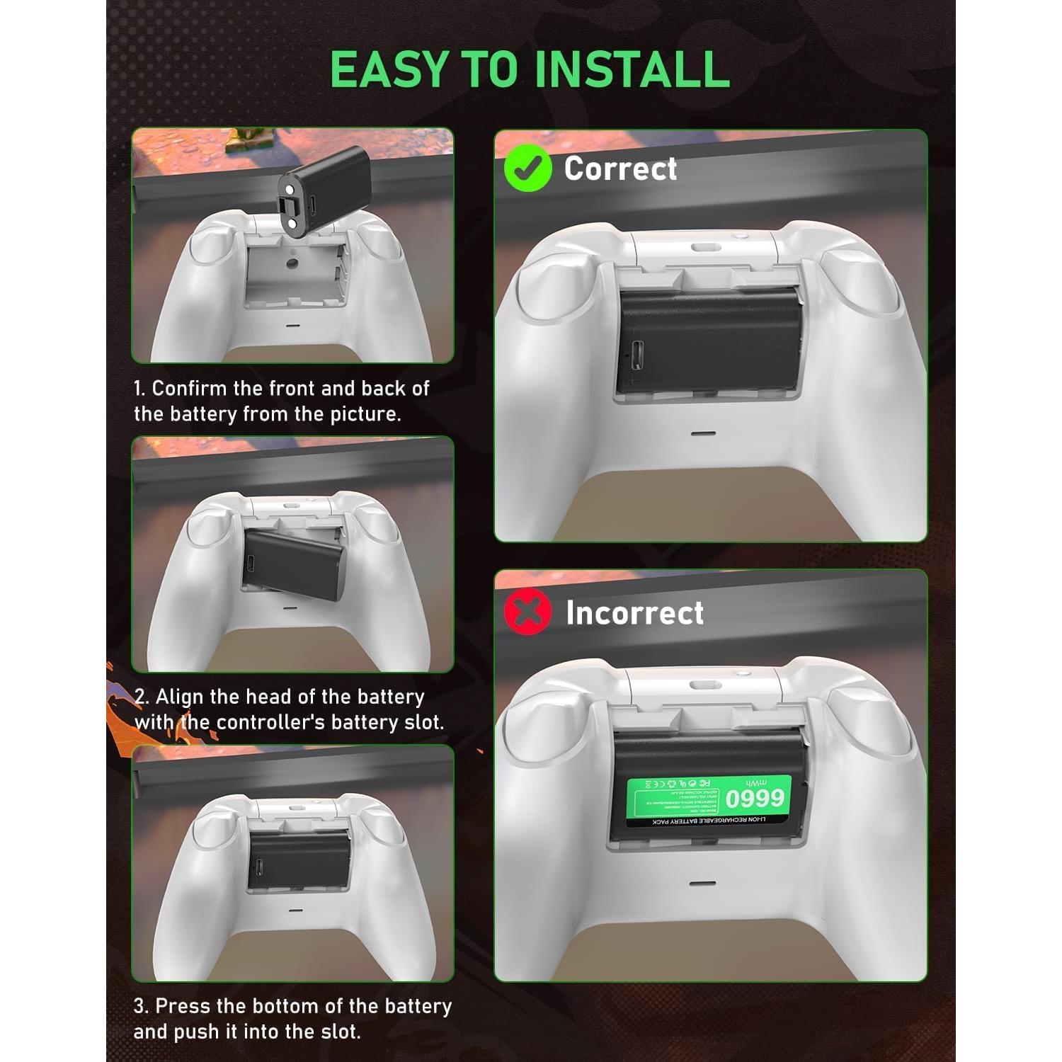 Batería Recargable GKHERD 2x6600mWh para Controlador Xbox
