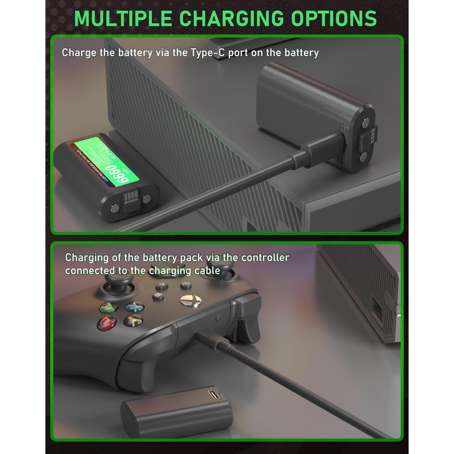 Batería Recargable GKHERD 2x6600mWh para Controlador Xbox