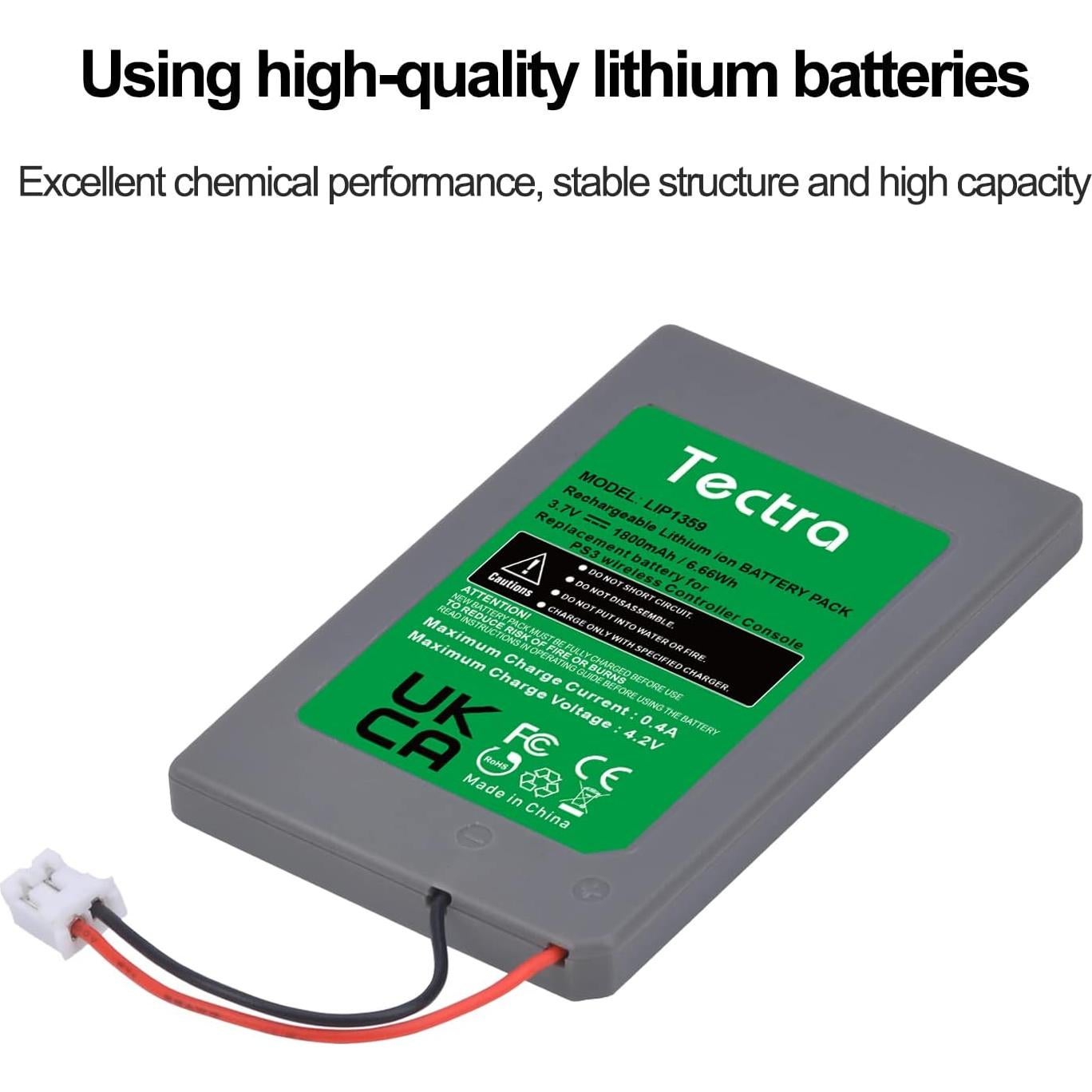 Batería Reemplazo Tectra LIP1359 para Controlador PS3 1800mAh