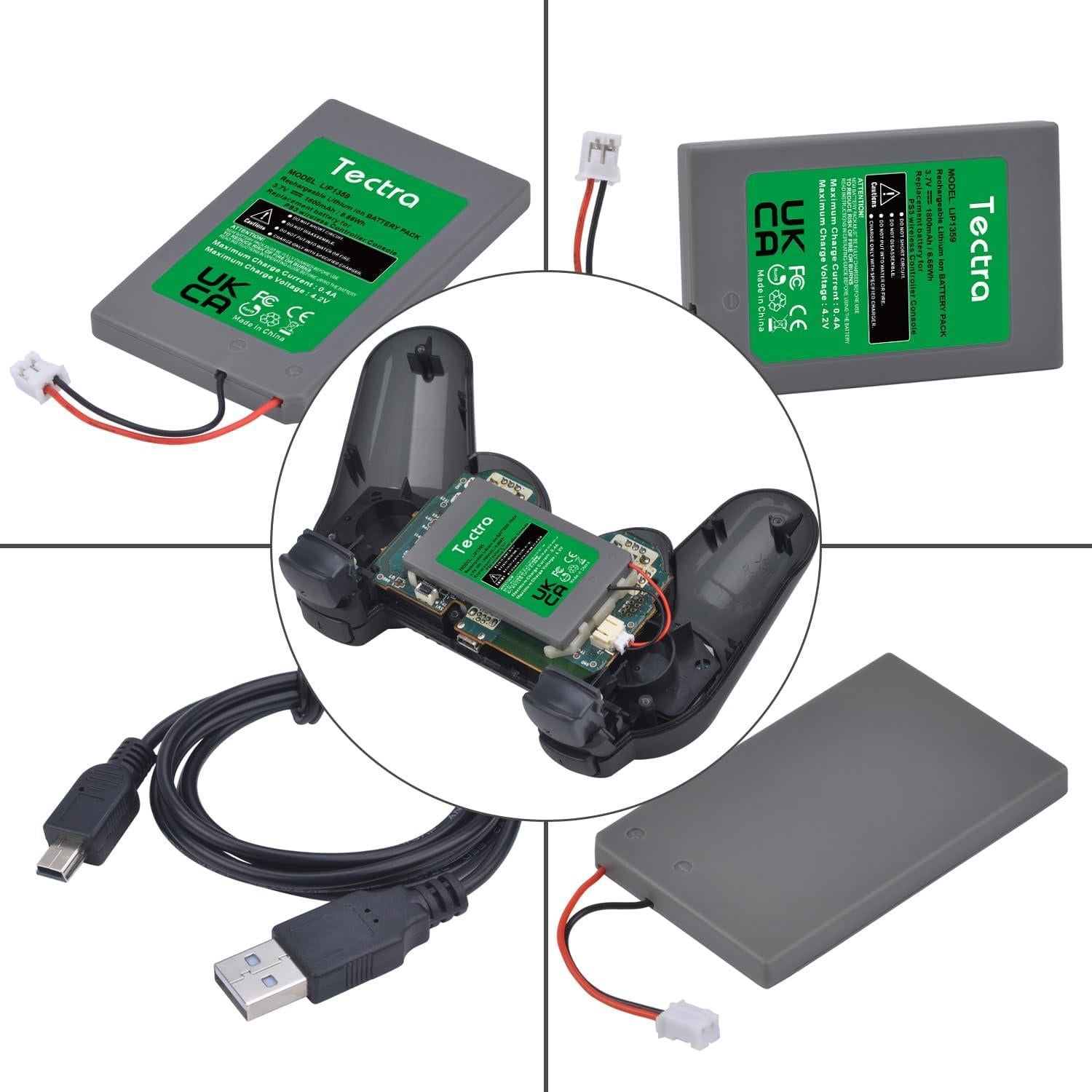 Batería Reemplazo Tectra LIP1359 para Controlador PS3 1800mAh