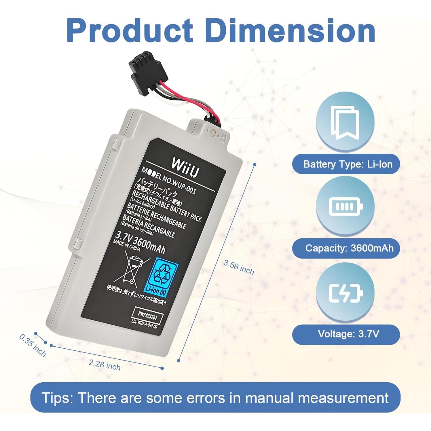 Batería de Reemplazo ROYEUEU para Wii U Gamepad 3600mAh