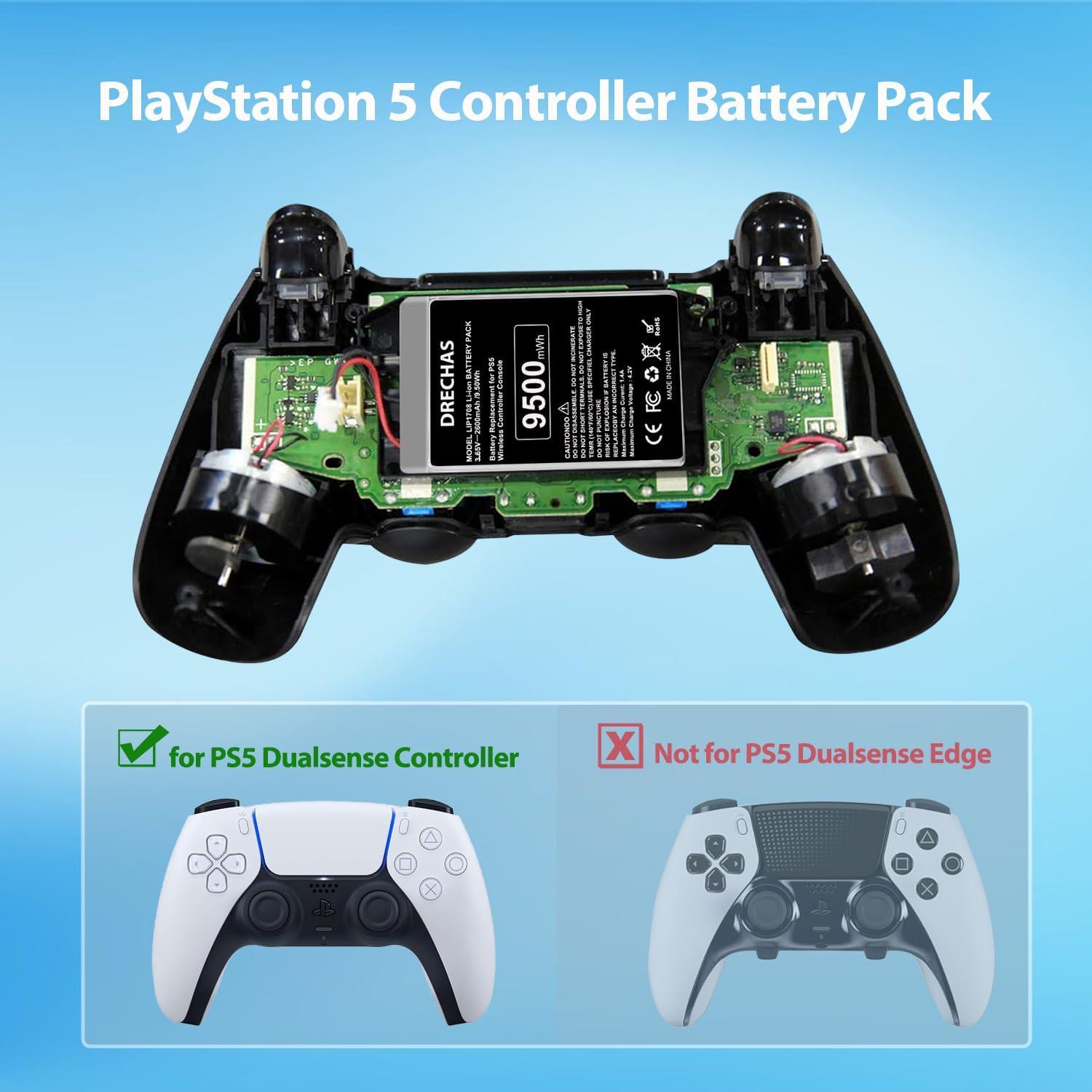 Paquete de 2 Baterías DRECHAS 9500mWh para Controlador PS5