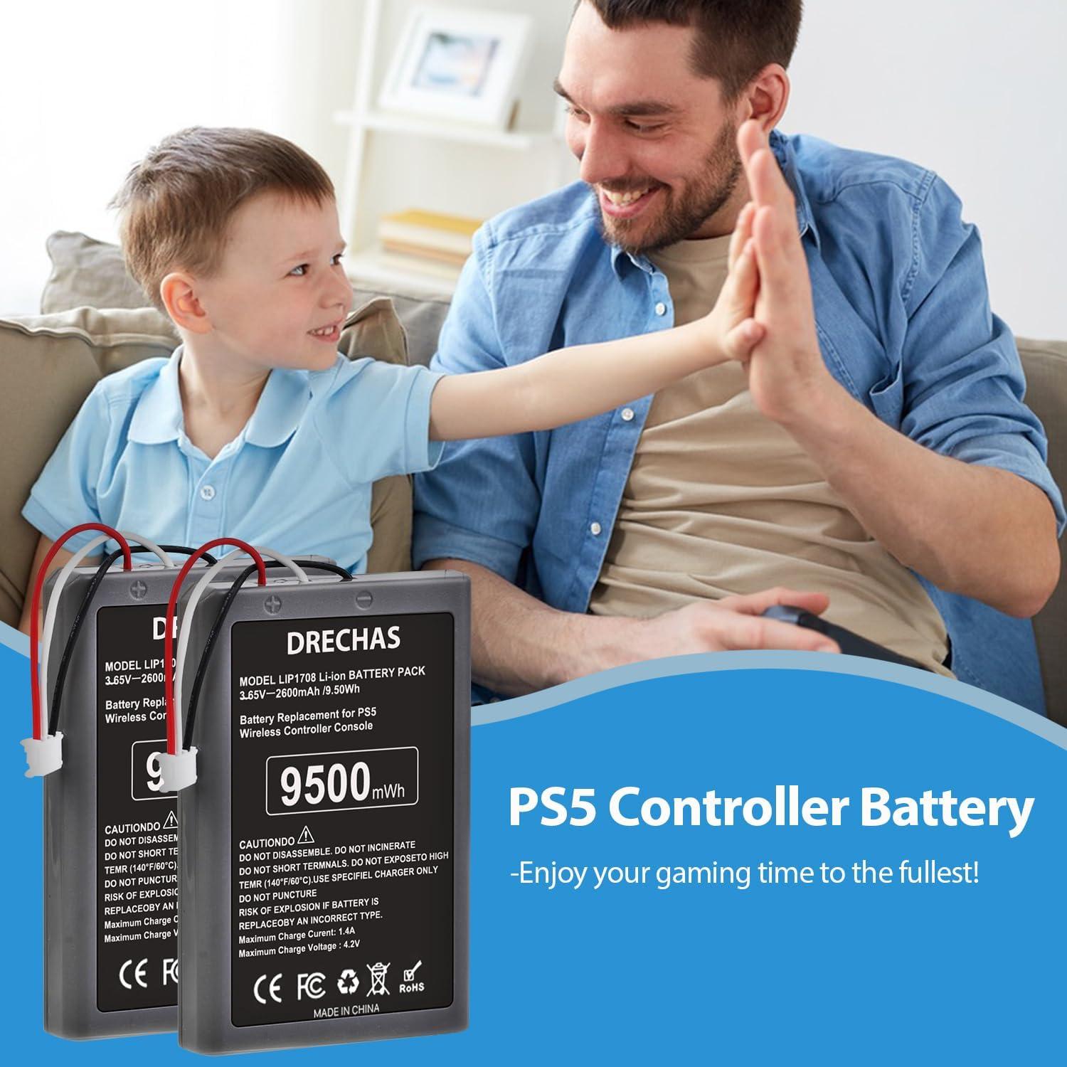 Paquete de 2 Baterías DRECHAS 9500mWh para Controlador PS5