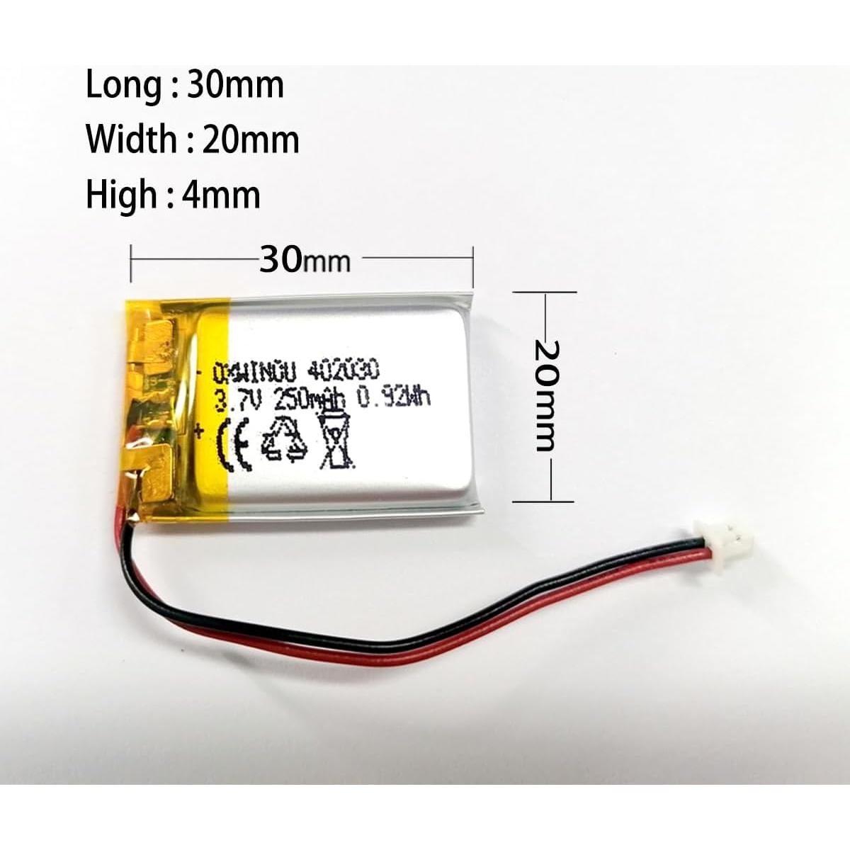 Batería de polímero de litio OXWINOU 3.7V 250mAh 2-Pack