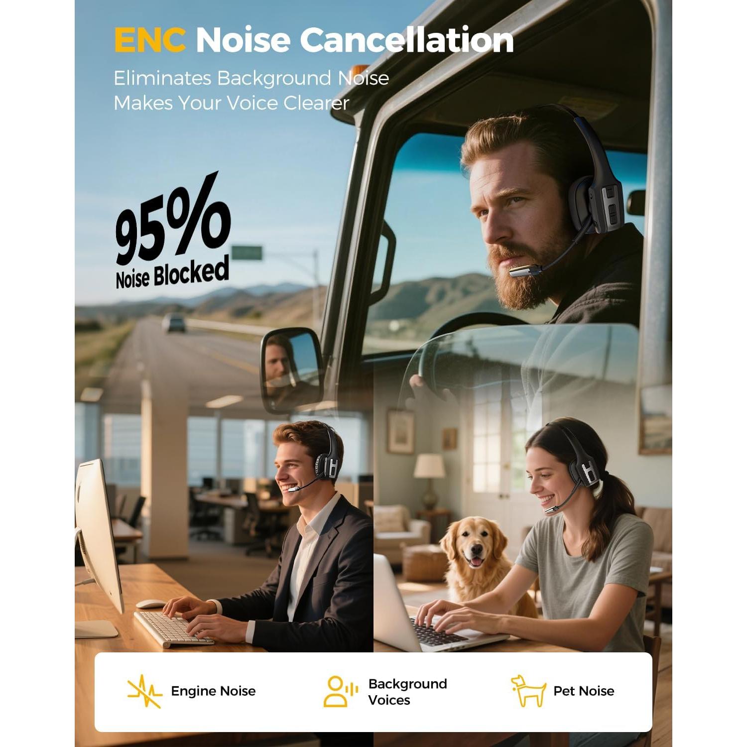 Auricular Bluetooth OTYHVV DH19 para camioneros, 53h batería, cancelación de ruido