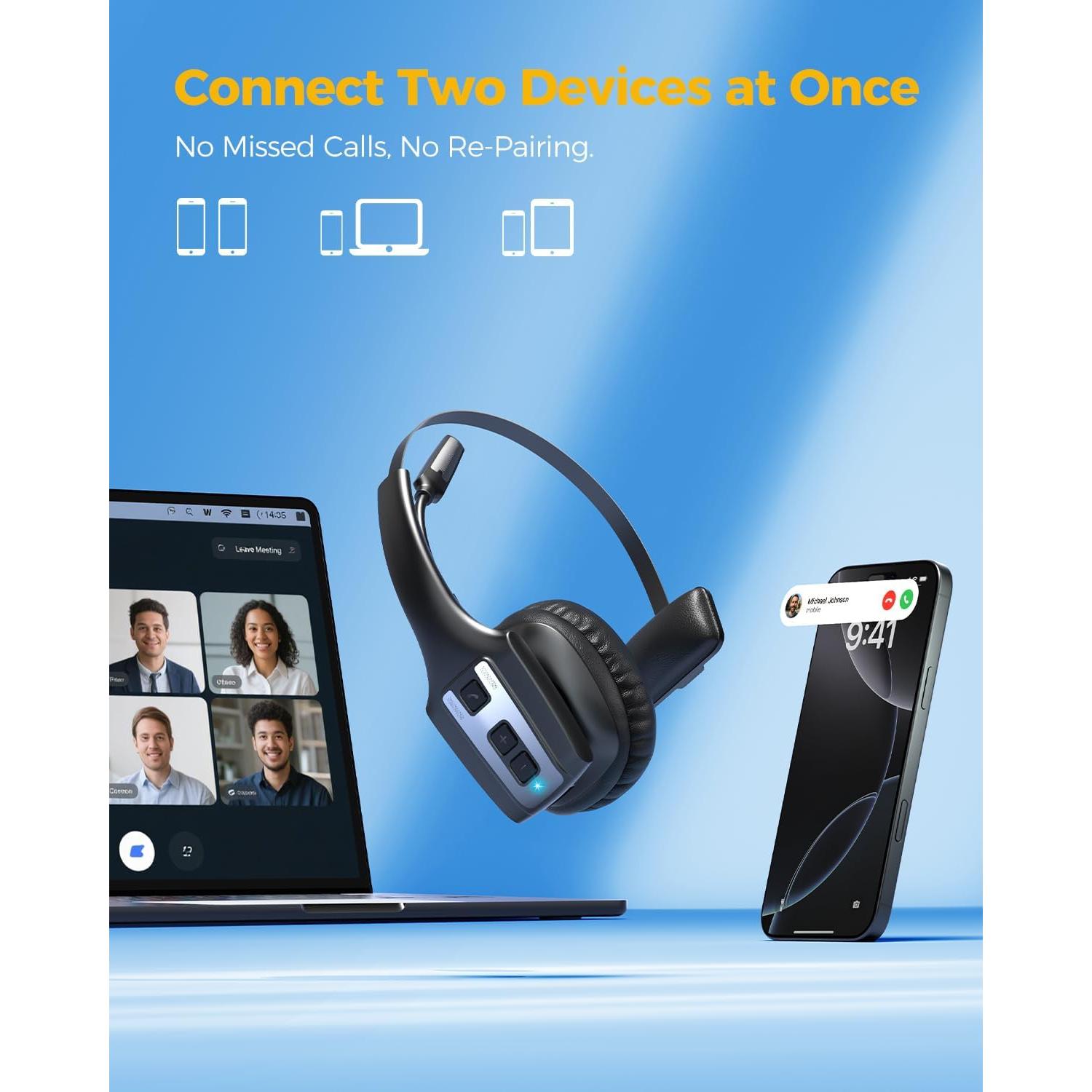 Auricular Bluetooth OTYHVV DH19 para camioneros, 53h batería, cancelación de ruido