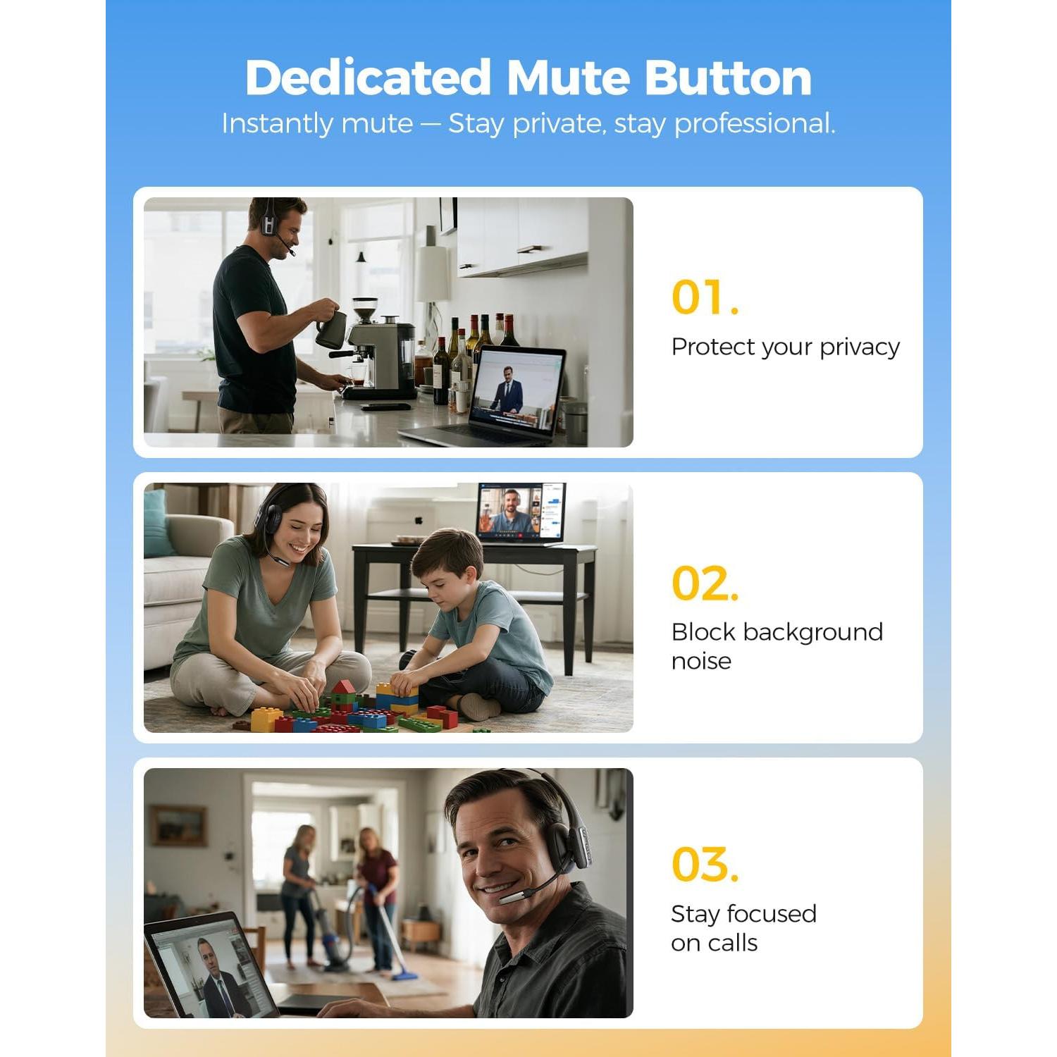 Auricular Bluetooth OTYHVV DH19 para camioneros, 53h batería, cancelación de ruido