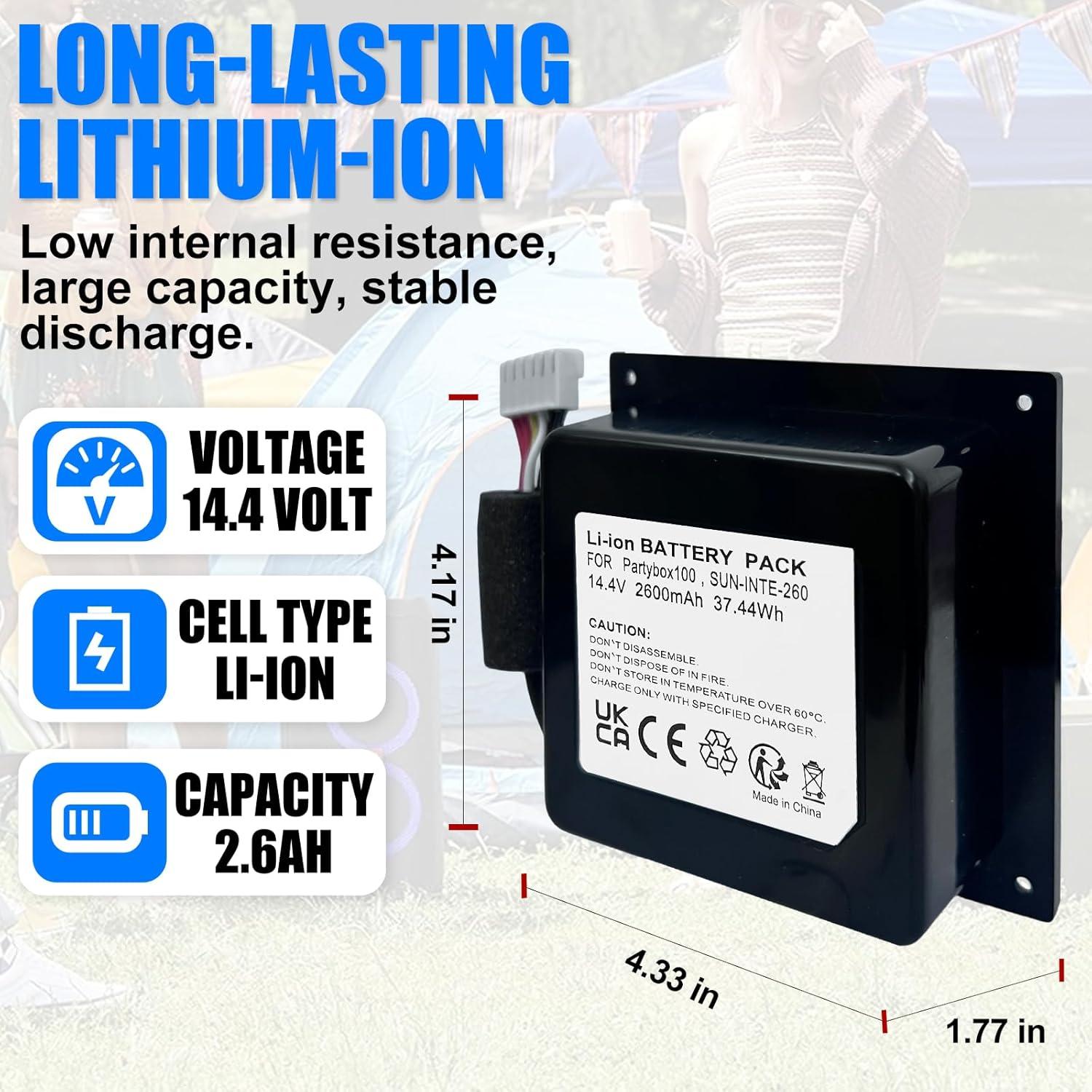 Batería de Reemplazo BooNer para JBL PartyBox 100 14.4V 2600mAh