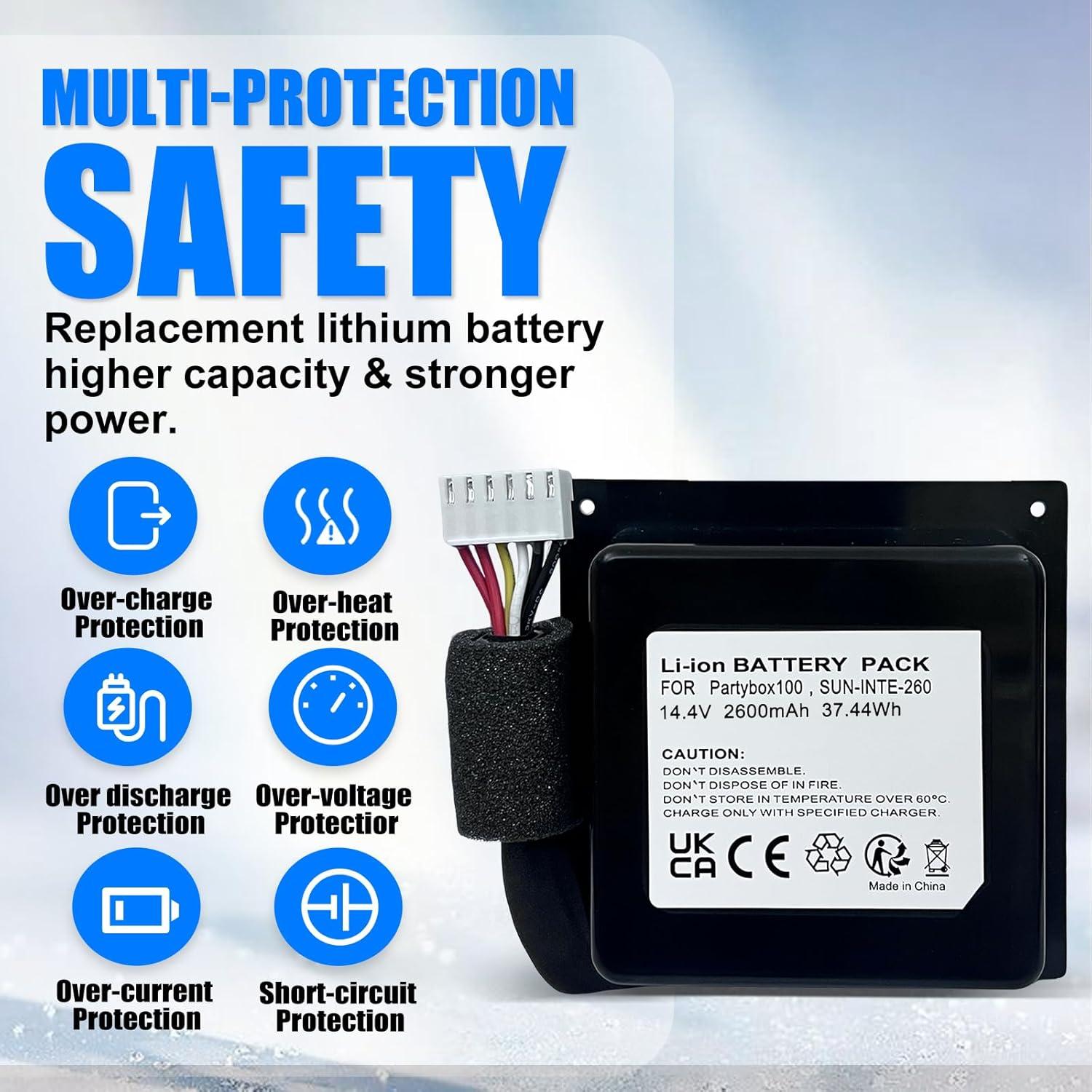 Batería de Reemplazo BooNer para JBL PartyBox 100 14.4V 2600mAh