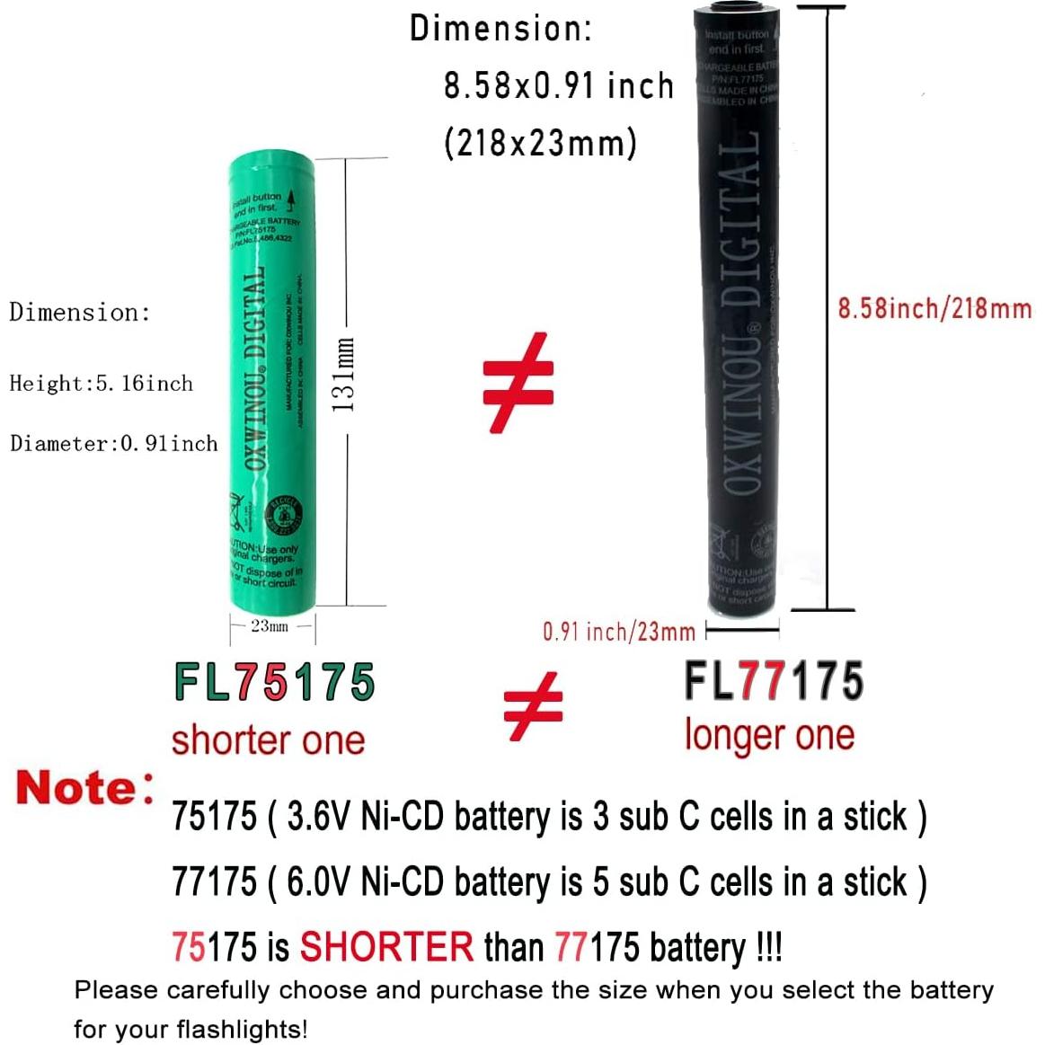 Batería recargable Ni-CD 3.6V 1800mAh OXWINOU para Streamlight