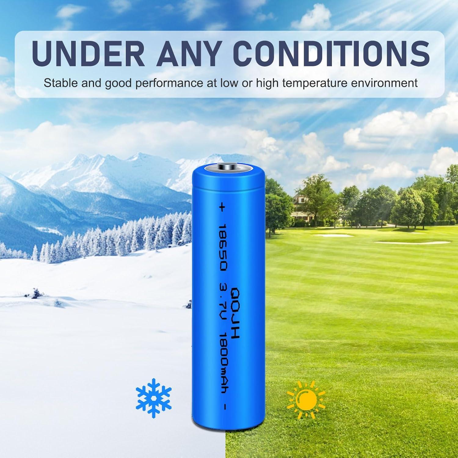 Batería recargable 18650 QOJH 3.7V 1800mAh 2Pack para linternas