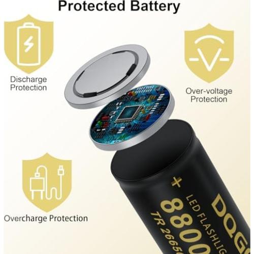 Batería Recargable 26650 PAOWANG 8800mAh Flat Top - 2 Piezas