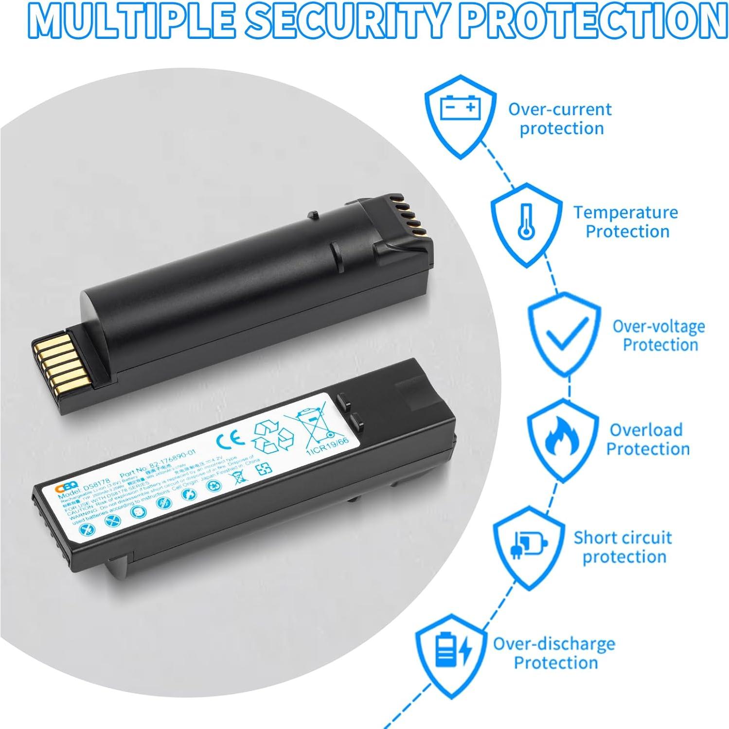 Batería de Reemplazo CBQ 82-176890-01 para Escáner Zebra DS8100