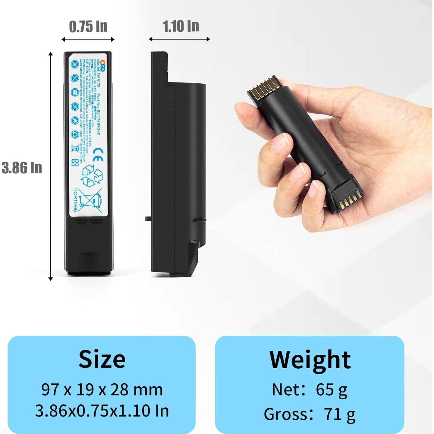 Batería de Reemplazo CBQ 82-176890-01 para Escáner Zebra DS8100