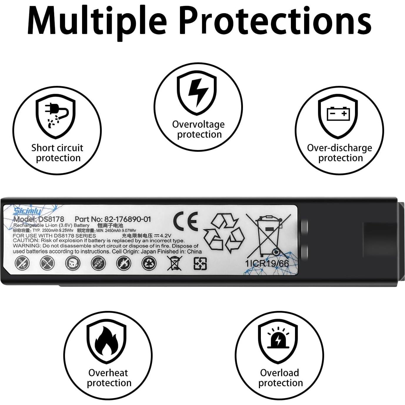 Batería de Reemplazo 2500mAh para Escáner Zebra DS8178