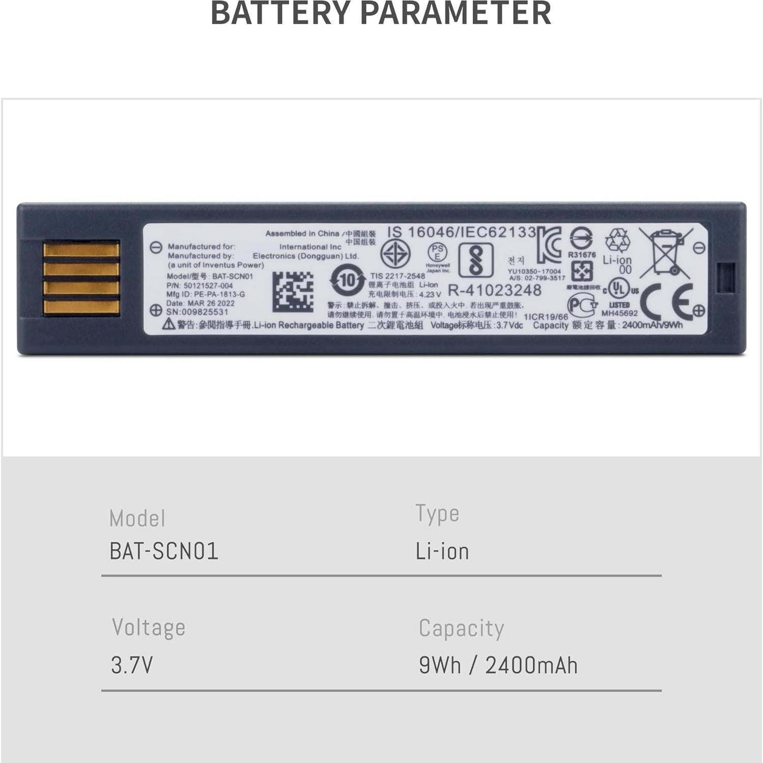 Batería de Reemplazo Honeywell BAT-SCN01 2400mAh Li-ion