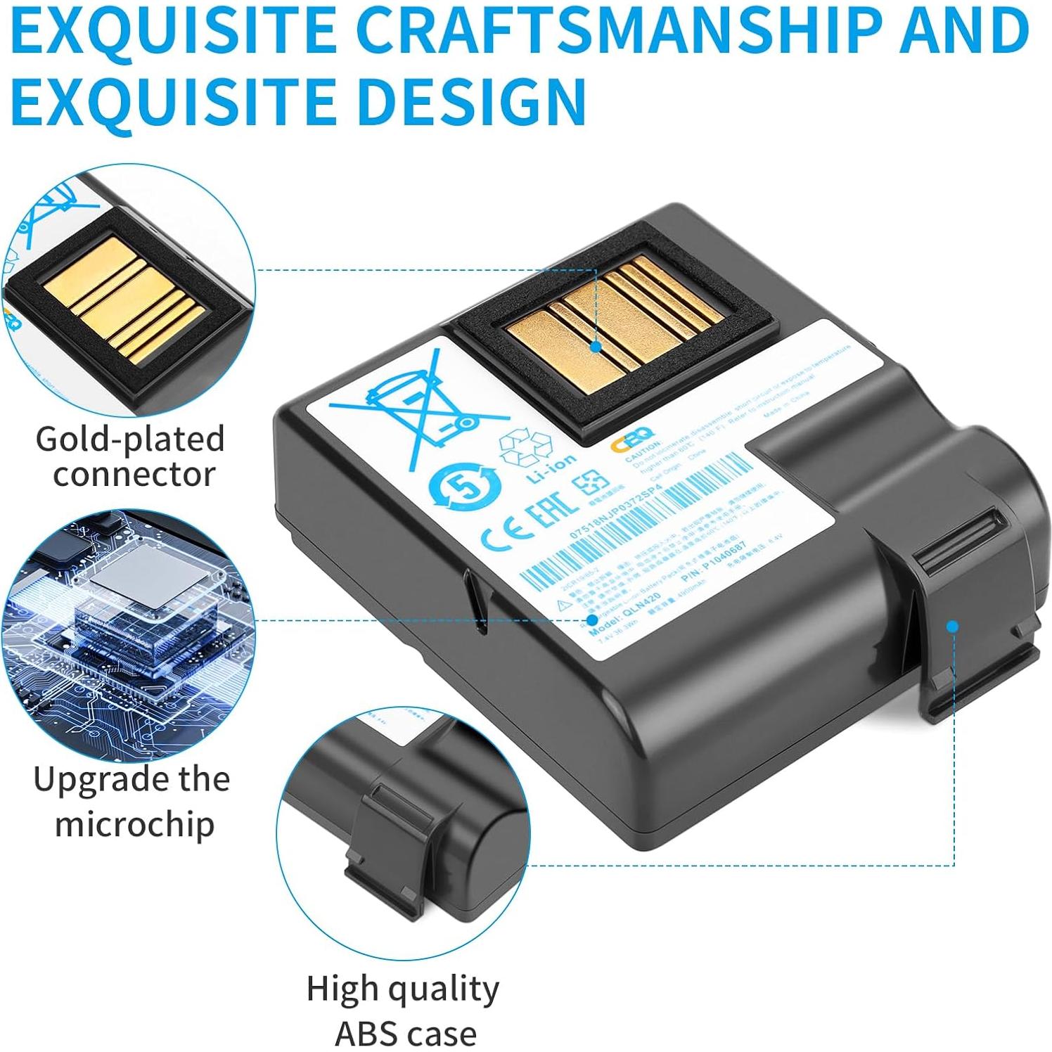 Batería de Reemplazo 4900mAh CBQ para Impresora Zebra QLN420 ZQ630