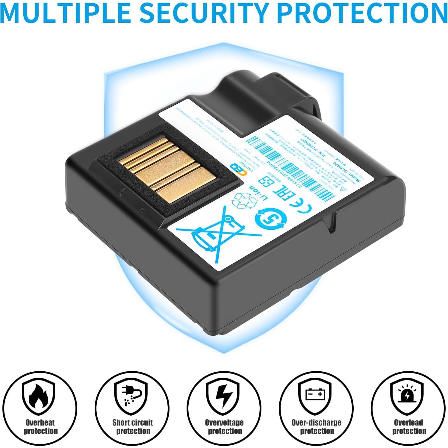 Batería de Reemplazo 4900mAh CBQ para Impresora Zebra QLN420 ZQ630