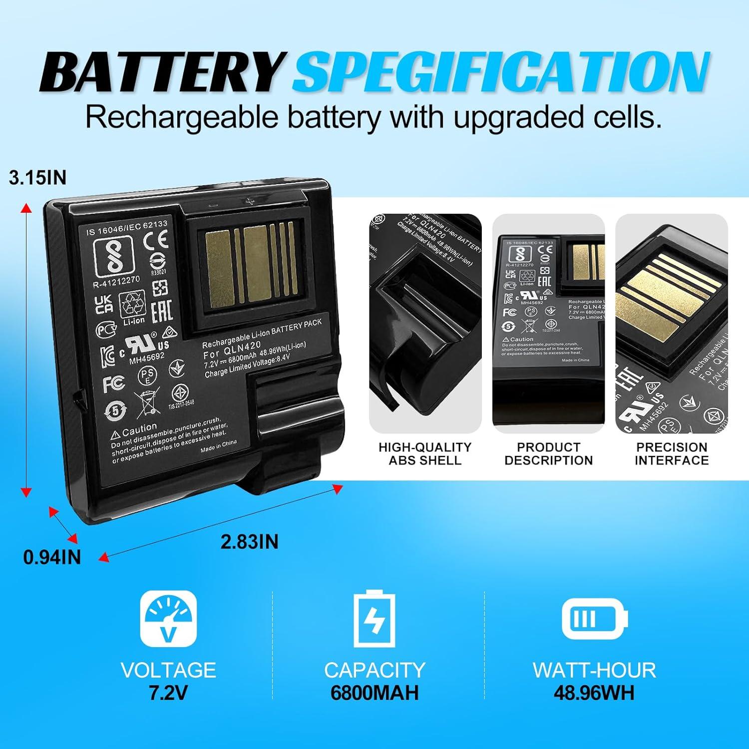 Batería de Reemplazo Zebra QLn420 ZQ630 5200mAh 48.96Wh