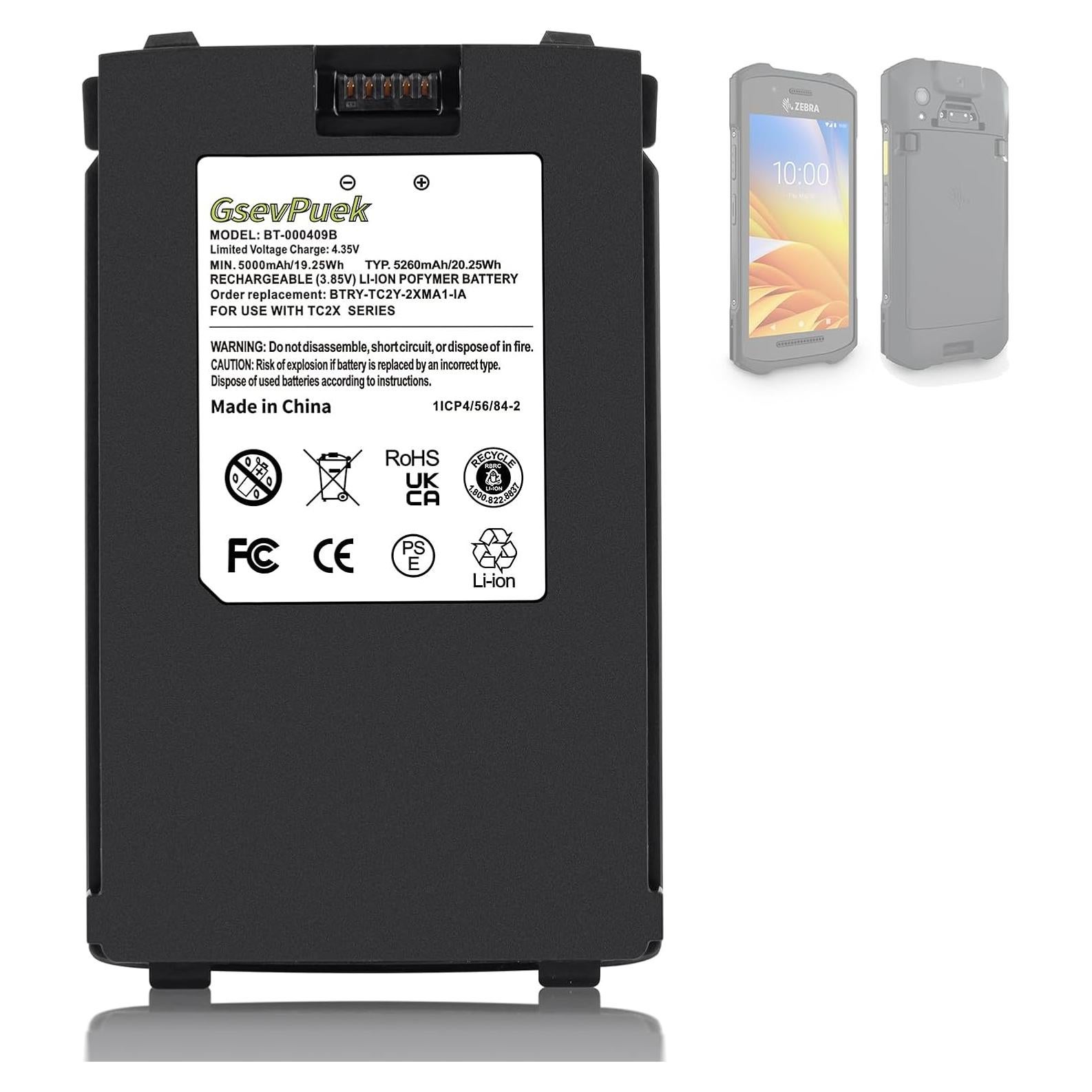 Batería de Reemplazo 5260mAh Zebra TC21 TC26 TC210K