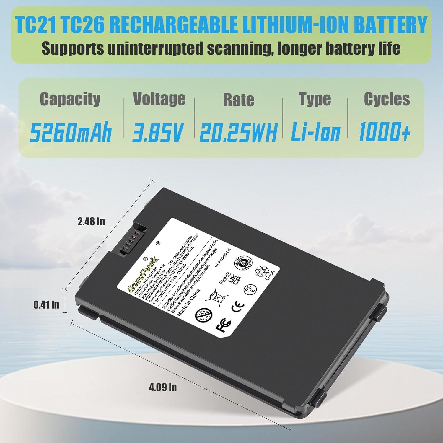 Batería de Reemplazo 5260mAh Zebra TC21 TC26 TC210K