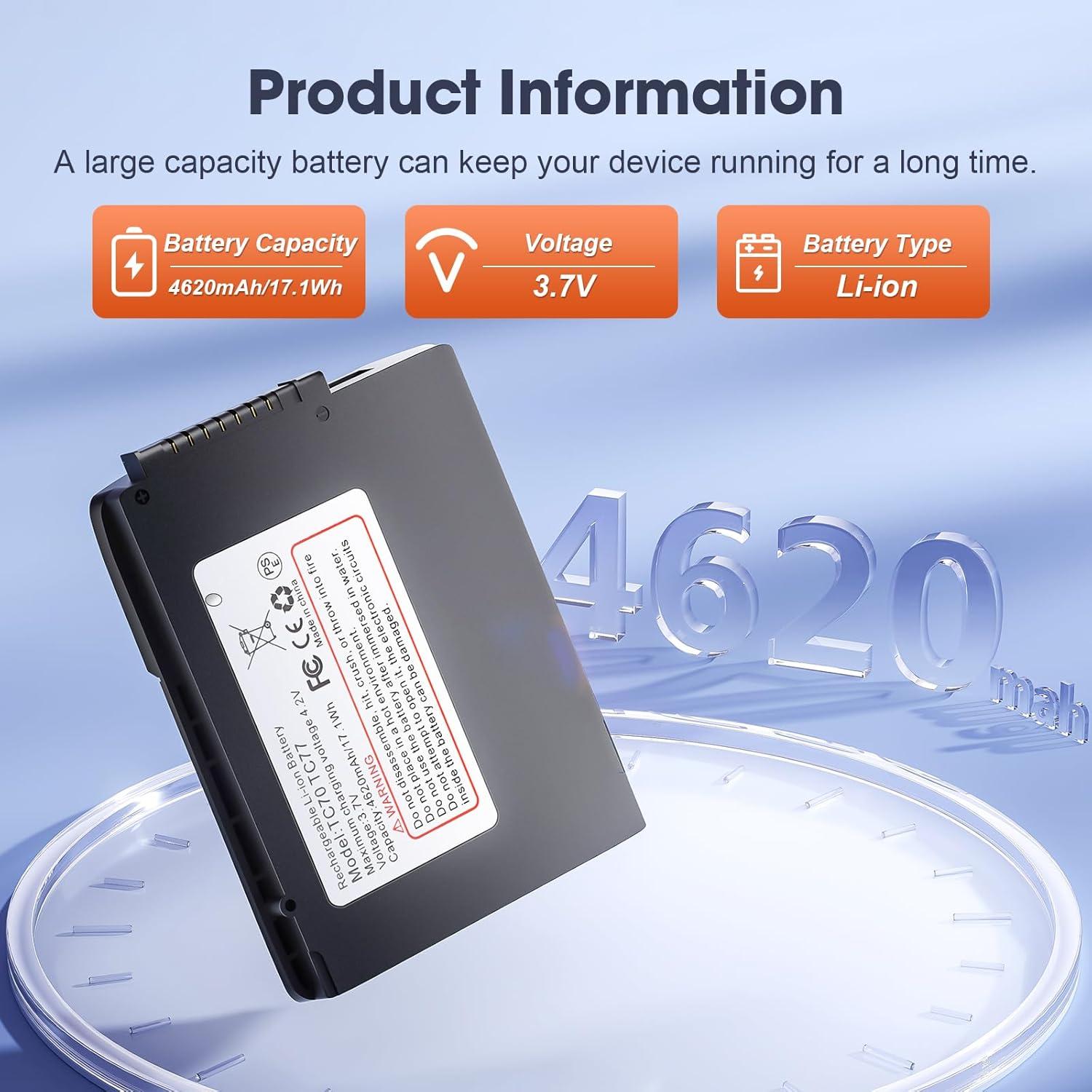 Batería de Reemplazo 4620mAh para Escáner Zebra TC70 TC75 TC77